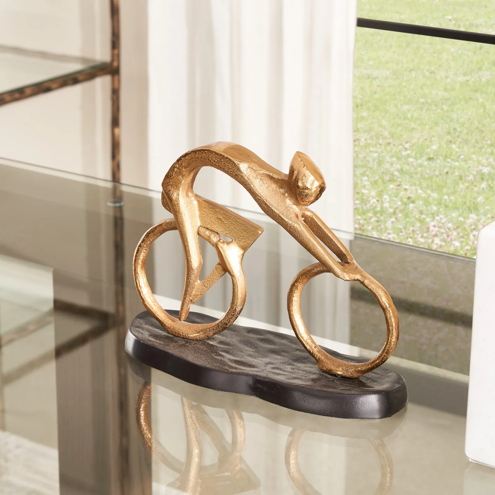 Cycling Man Gold Metal Decorative