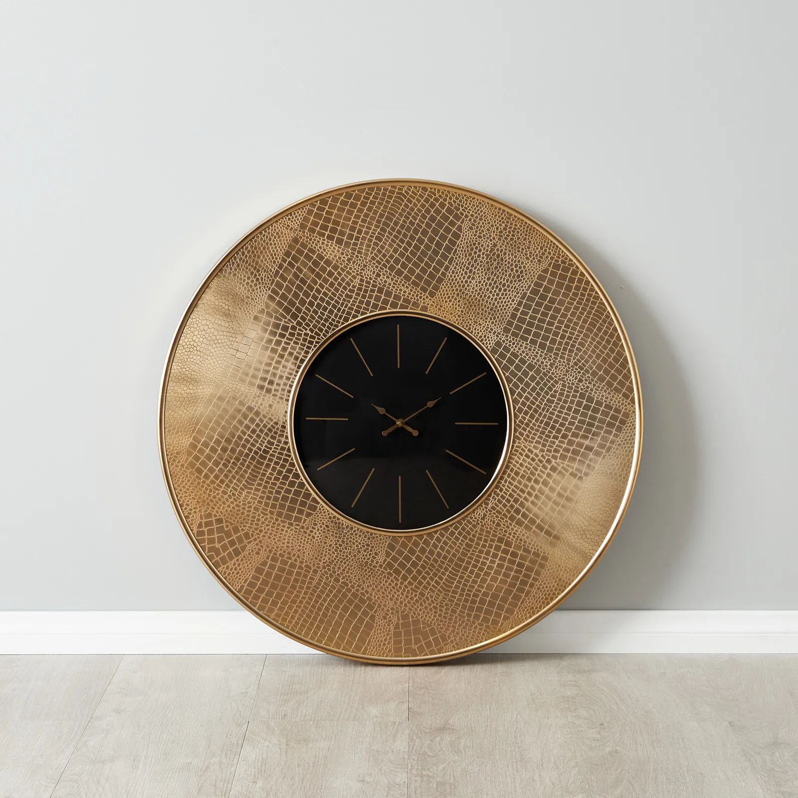 Miriam Matte Antique Brass Croc Pattern Wall Clock