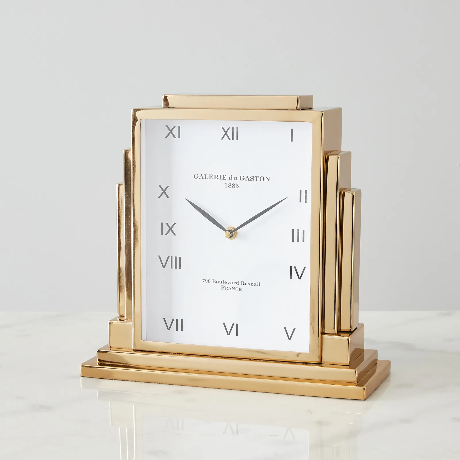 Clarita Matte Antique Brass Table Clock