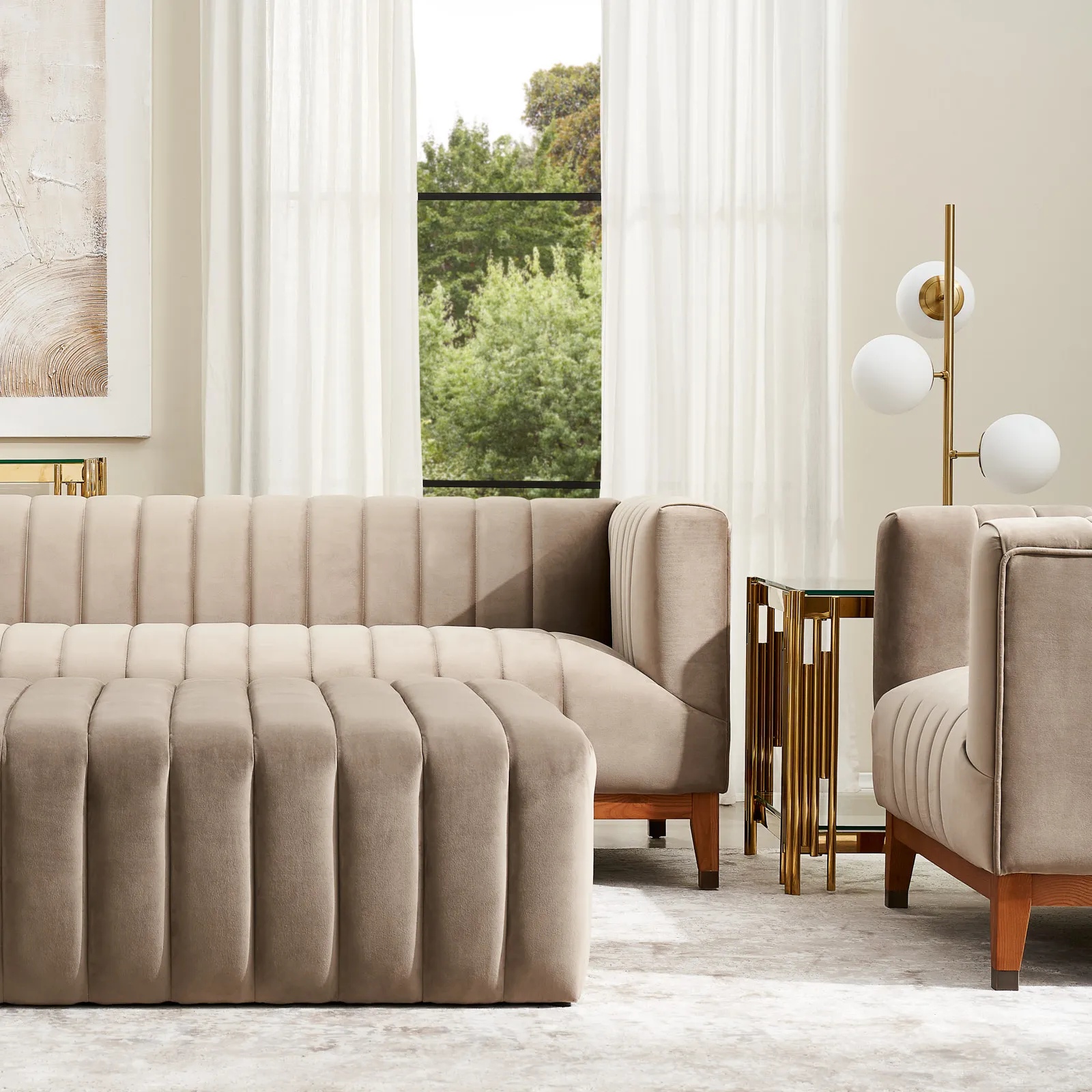 Astoria III Olive Green Velvet 2-Seater Sofa