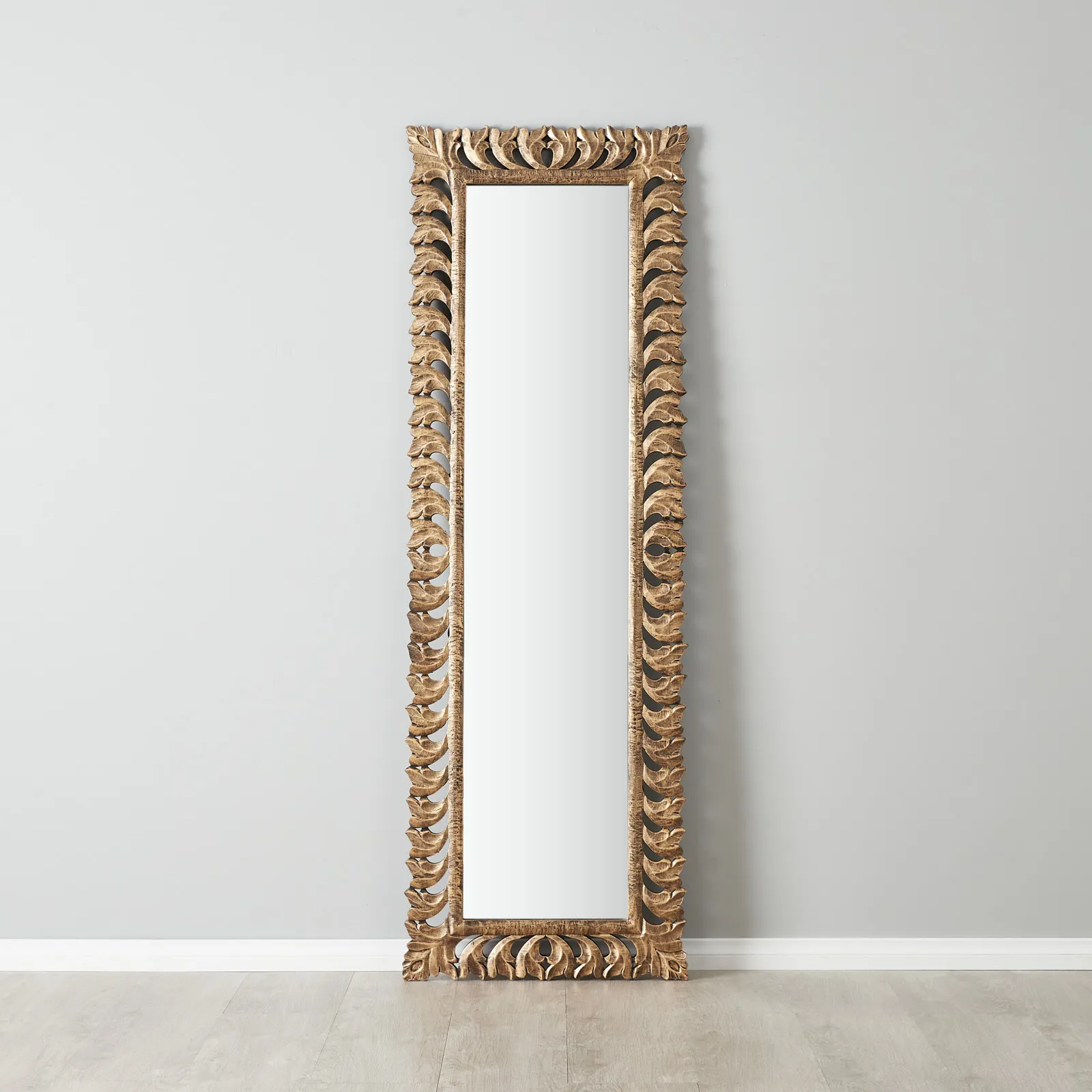 Daphne Black and Gold Carved Wooden Rectangle Mirror