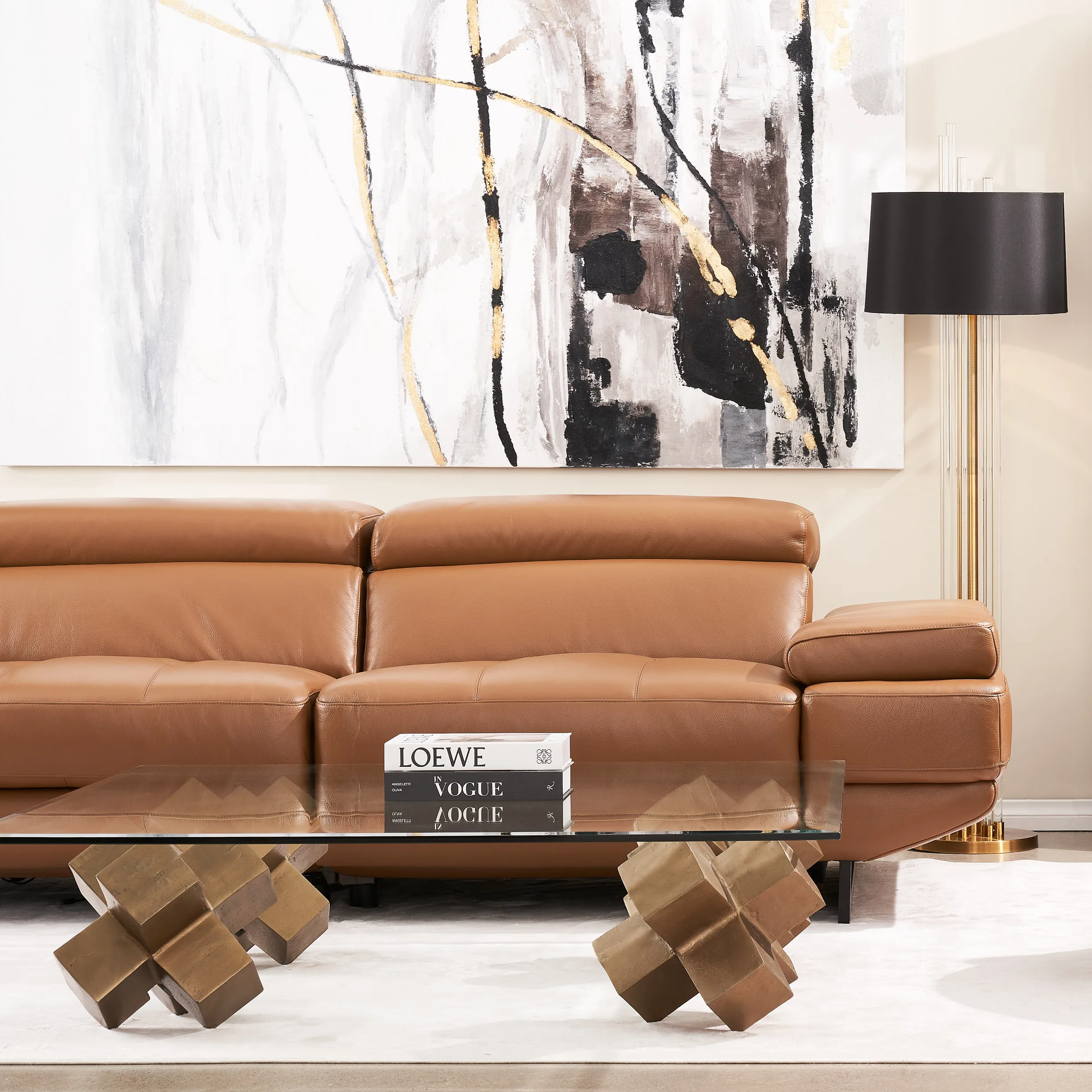 Elena Savanna Brown Leather 3-Seater Electric Recliner