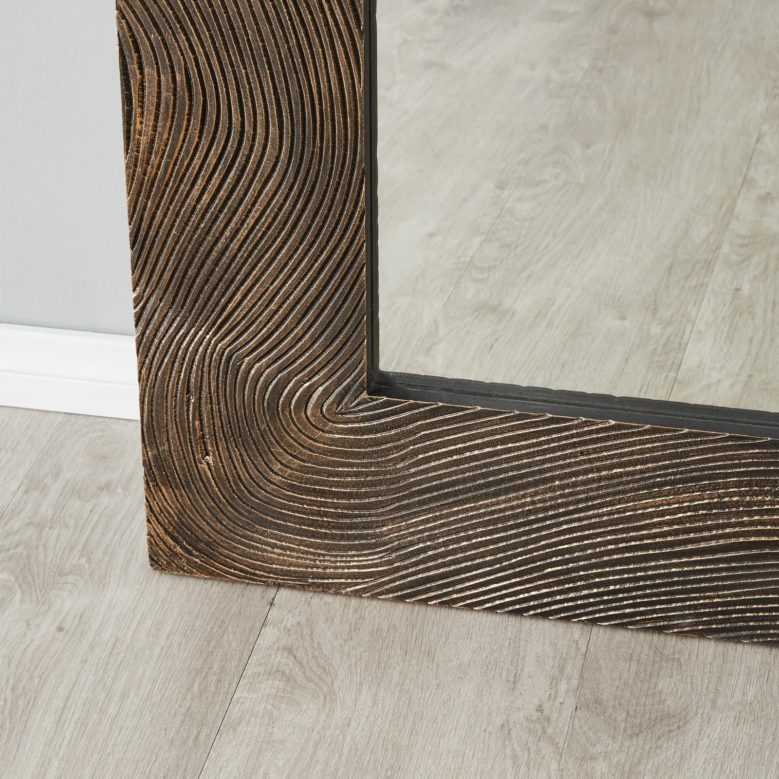 Artemis Black and Gold Carved Wooden Rectangle Mirror