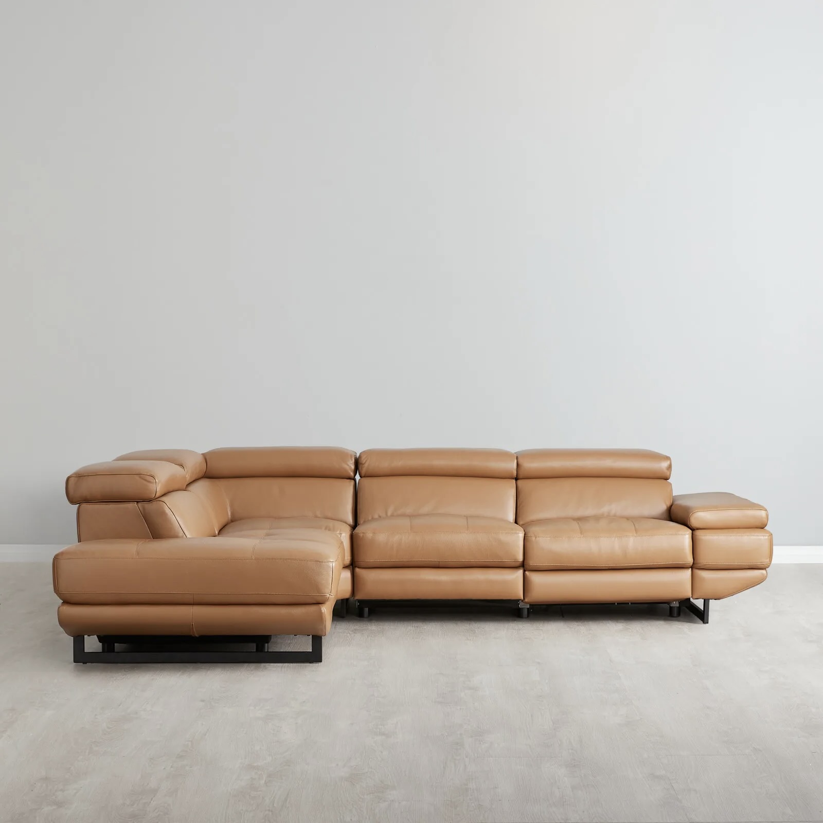 Alessia Savanna Brown Leather Left Recliner Lounge