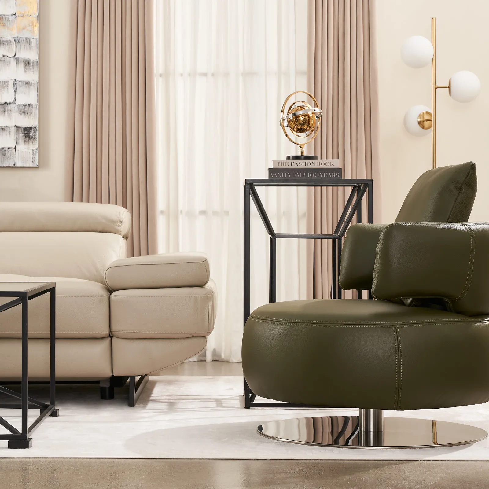 Vermont Garden Green Leather Occasional Chair