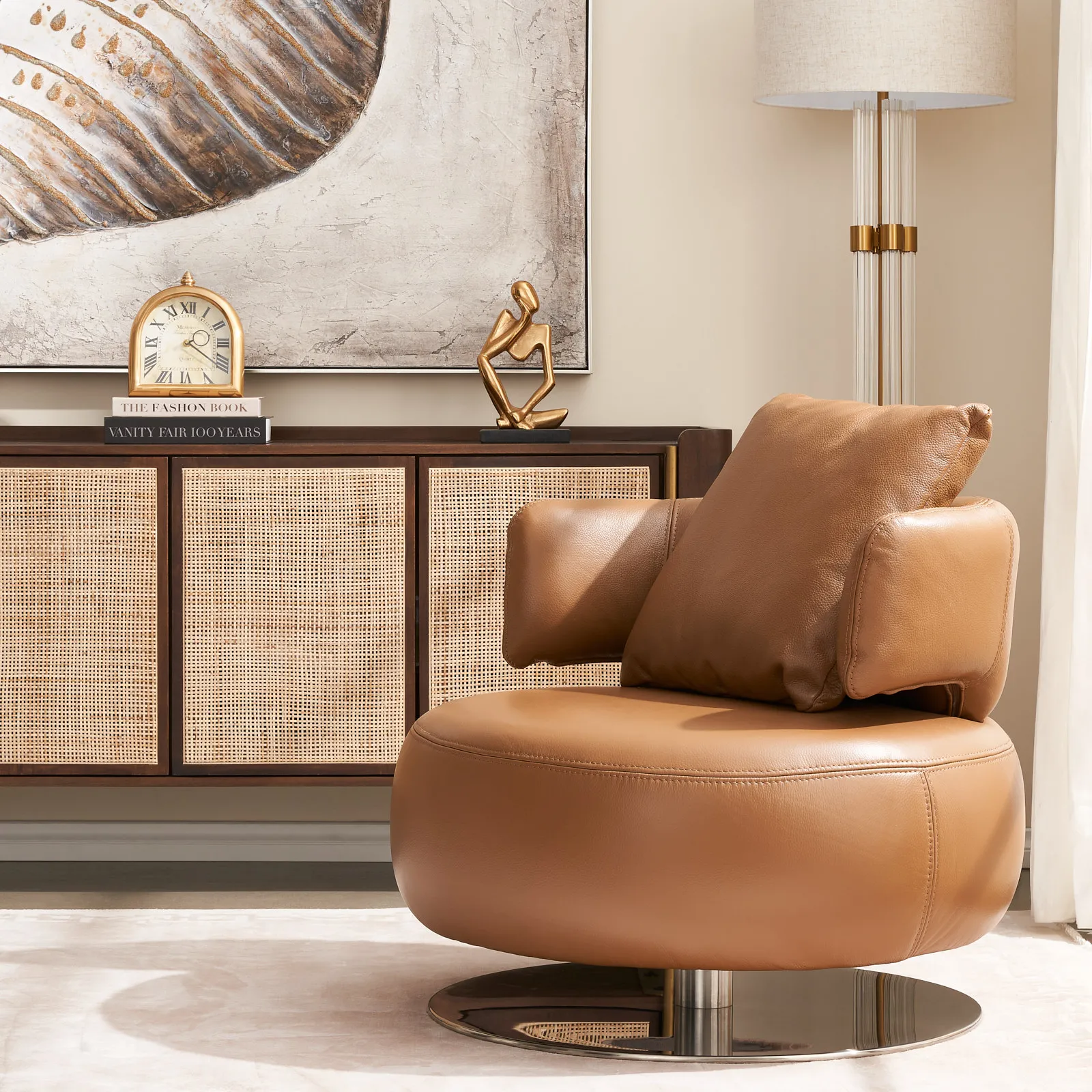 Vermont Savanna Brown Leather Occasional Chair