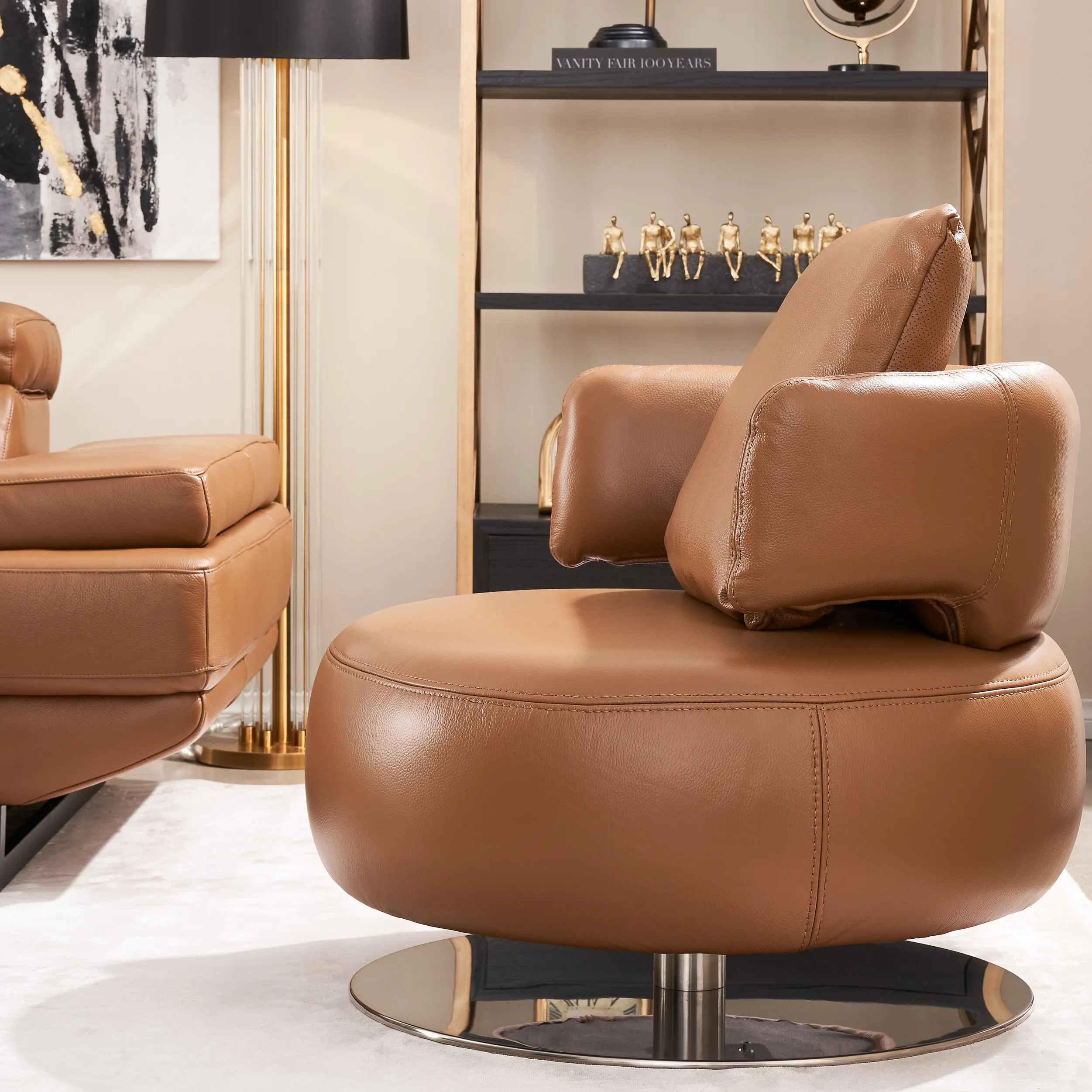 Vermont Savanna Brown Leather Occasional Chair