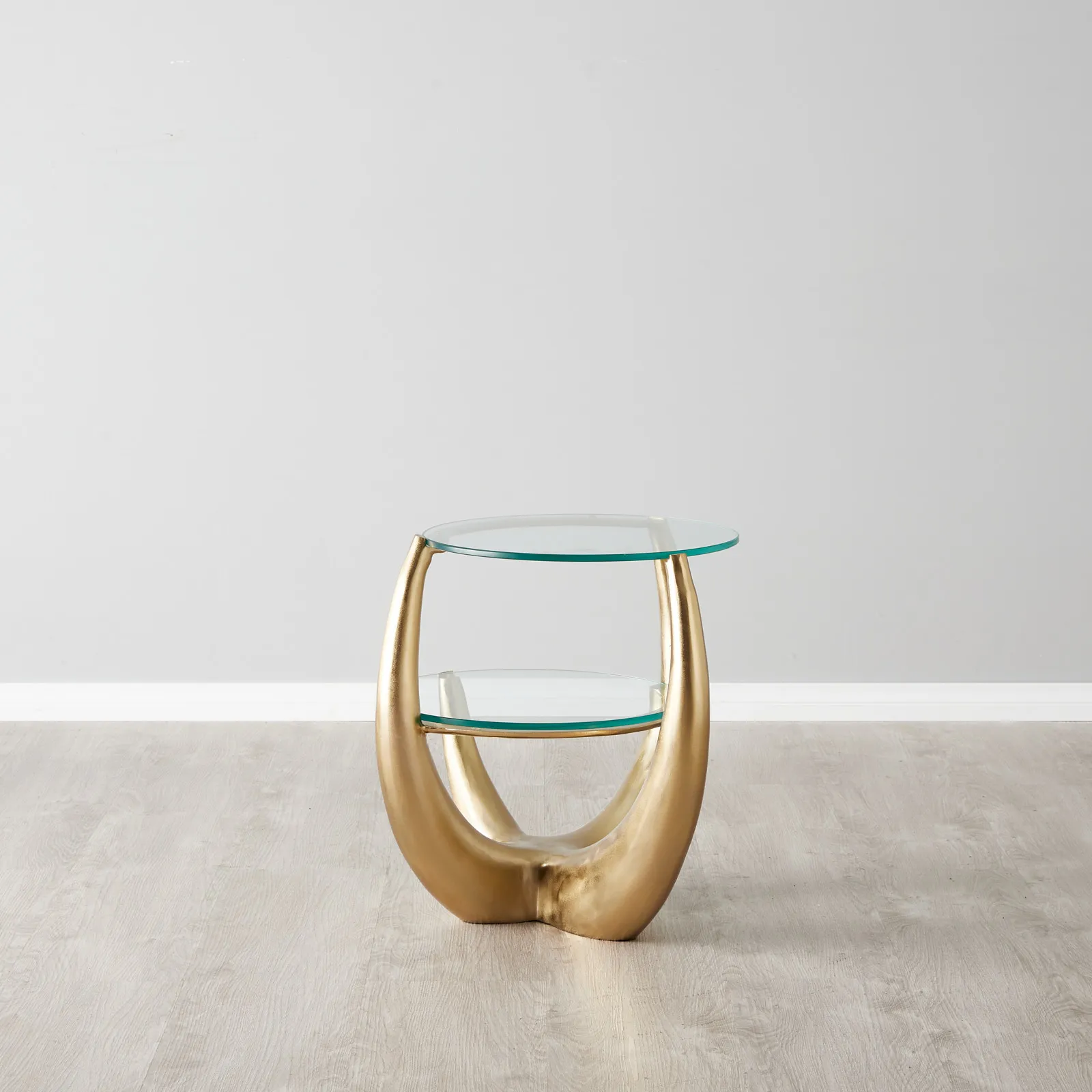 Malevolence Brushed Gold Metal 2-Tier Side Table