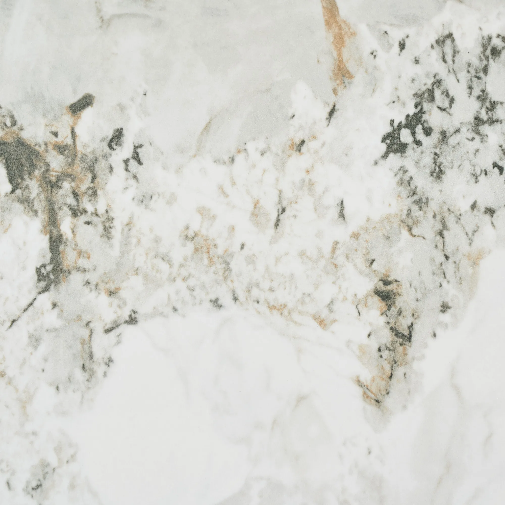 Dianne White Grey-Streaked Sintered Stone Side Table - Brushed Gold Stainless Steel Frame