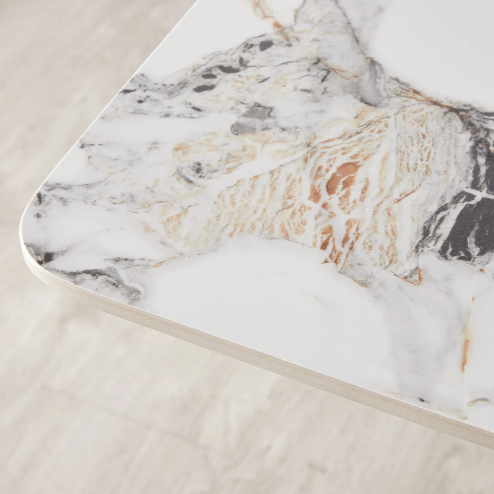 Marbella Cold Calacatta White Sintered Stone Dining Table - Brushed Gold Frame