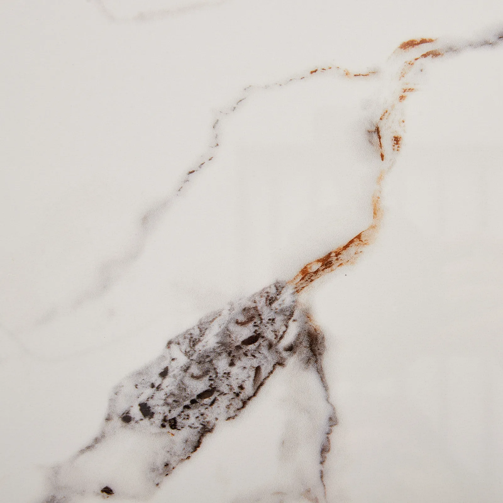 Marbella Cold Calacatta White Sintered Stone Entertainment Unit - Brushed Gold Frame