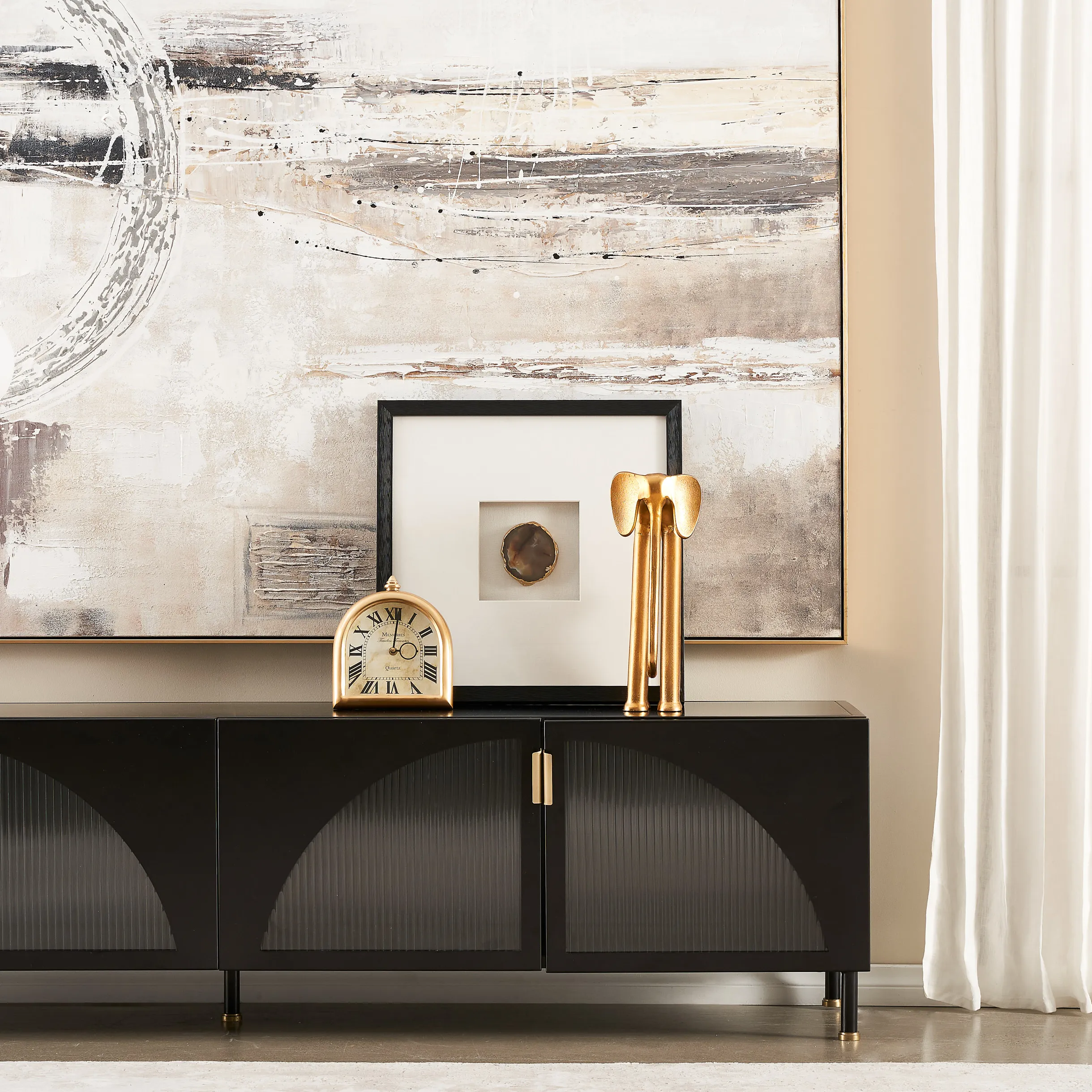 Indigo Agate Shadow Box With Black Frame