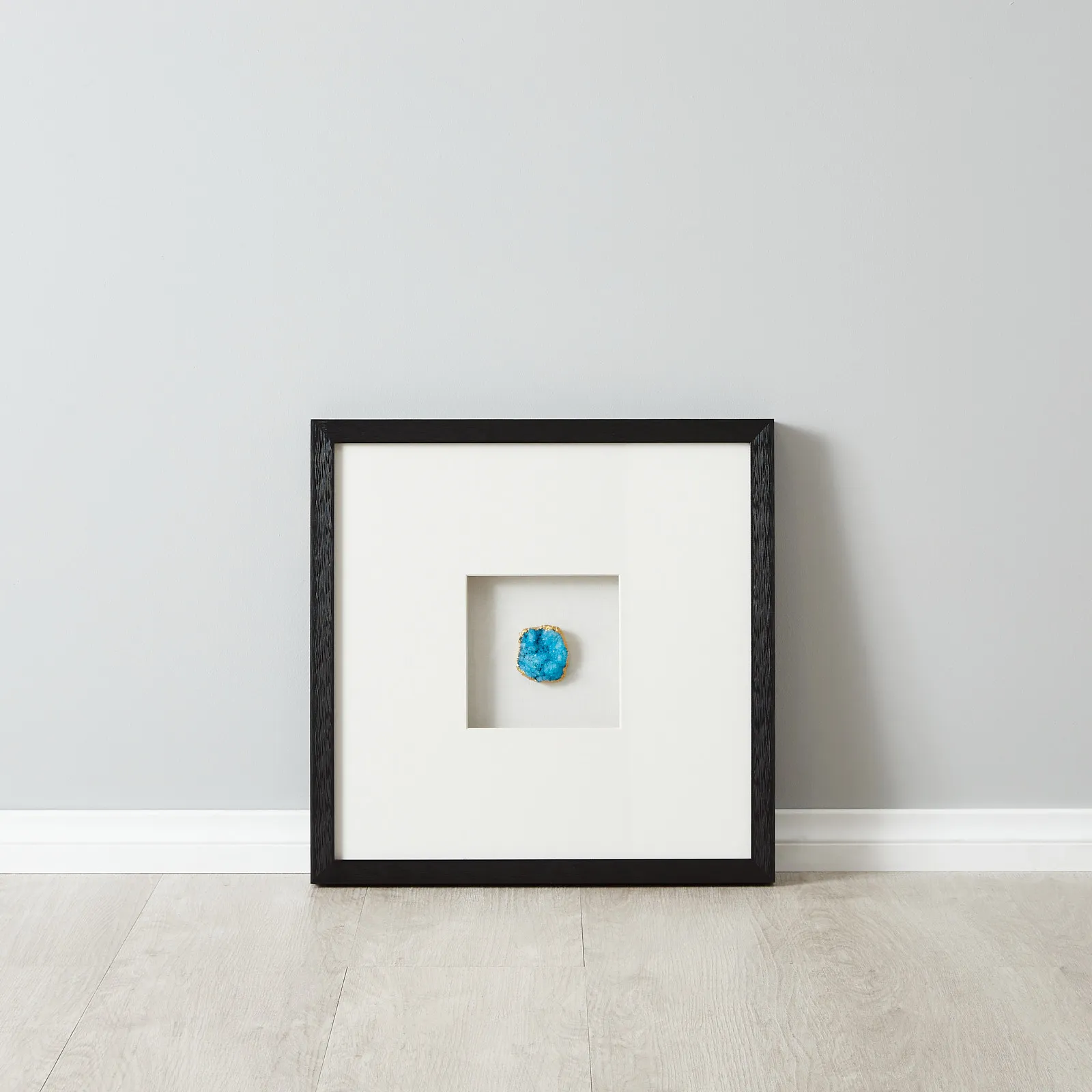 Aegean Blue Crystal Shadow Box With Black Frame