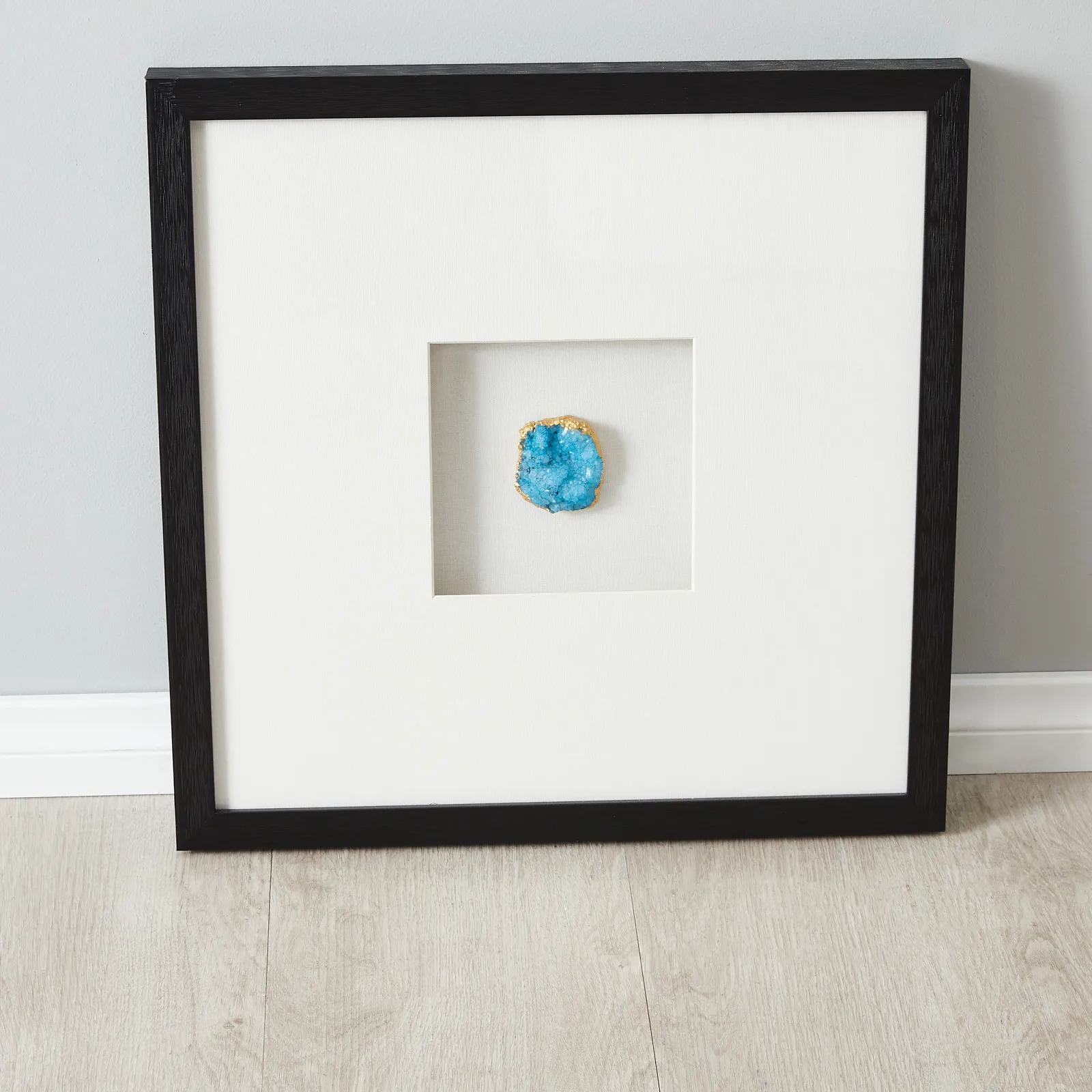 Aegean Blue Crystal Shadow Box With Black Frame