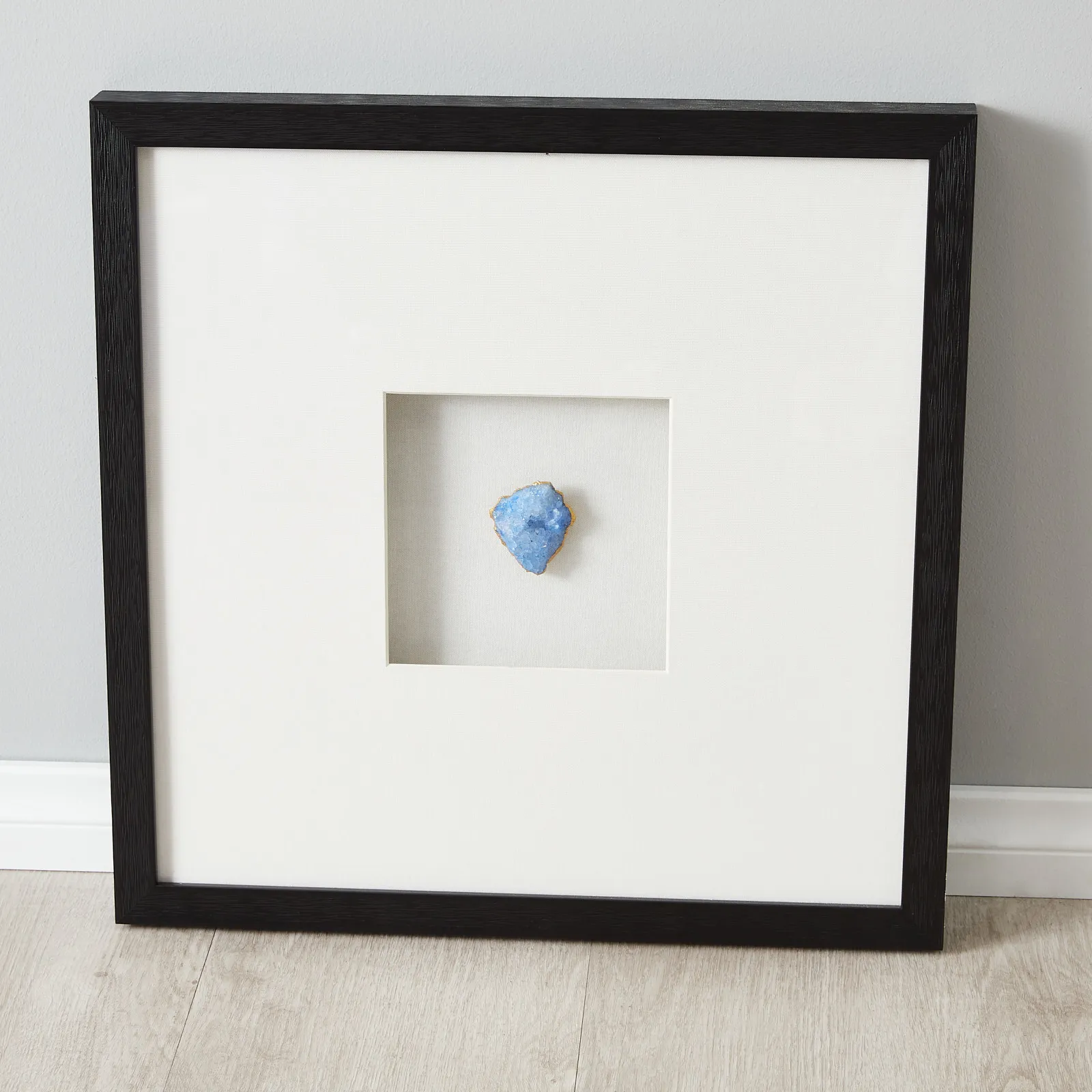 Stone Blue Crystal Shadow Box With Black Frame