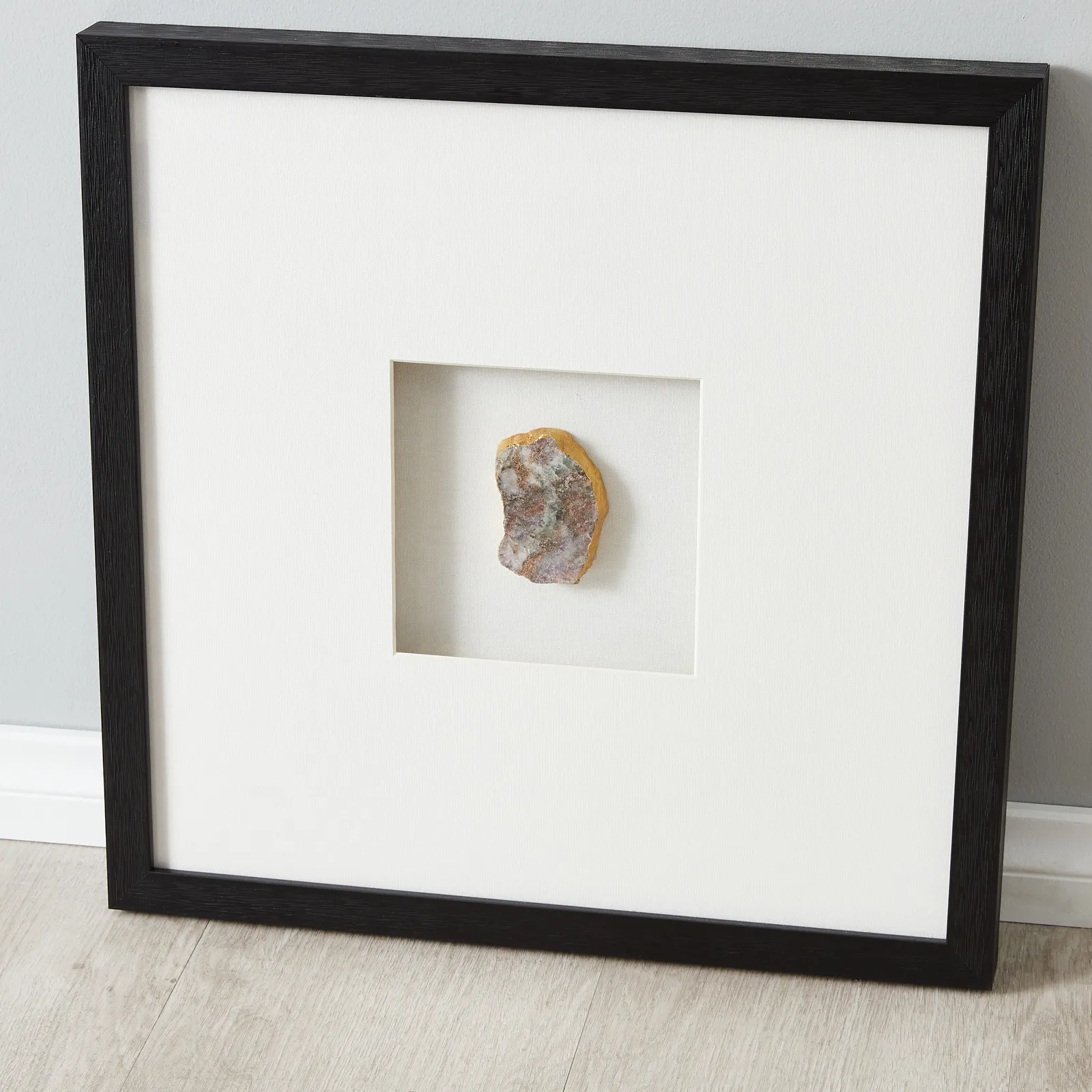 Tri-coloured Agate Shadow Box With Black Frame