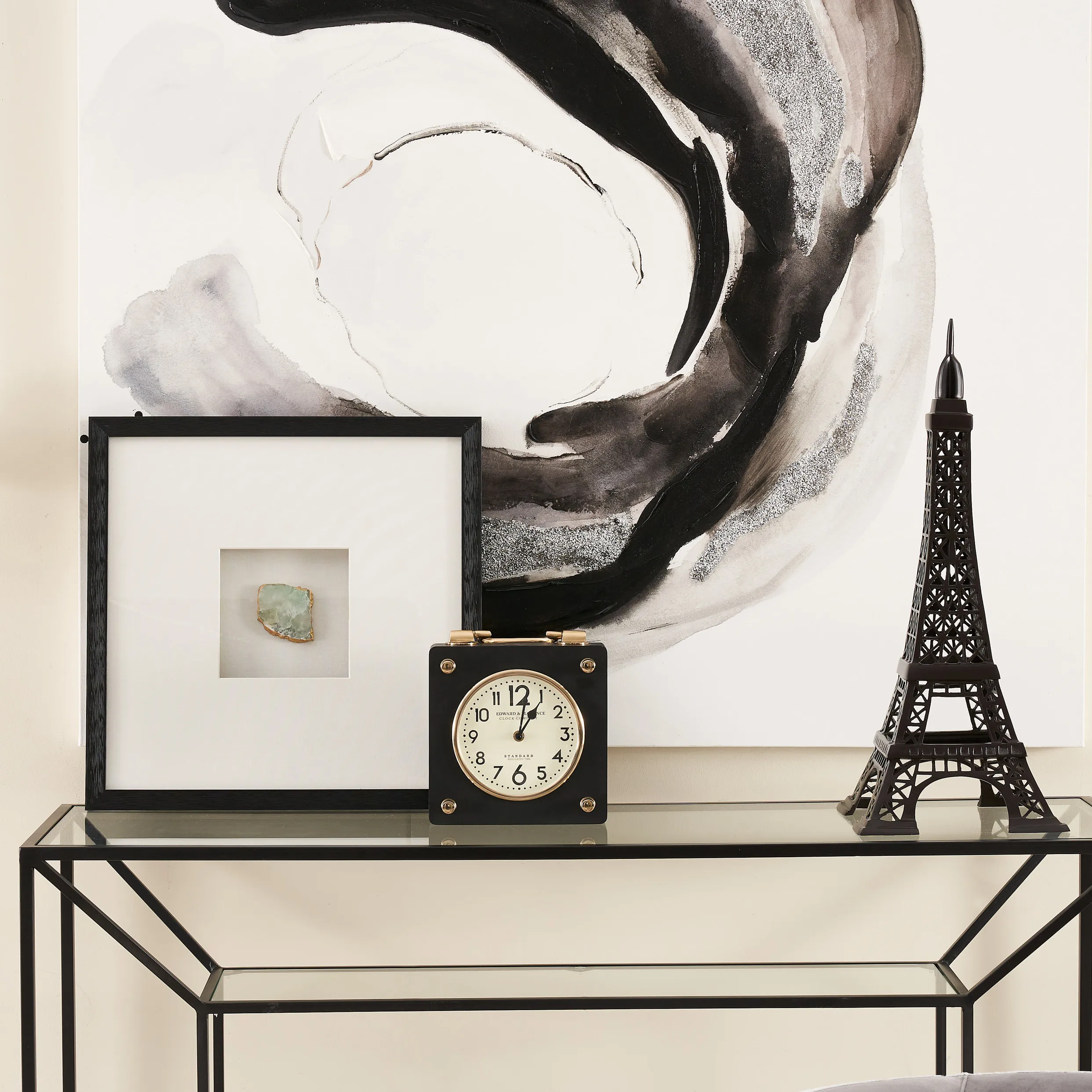 Blue Storm Stone Shadow Box With Black Frame