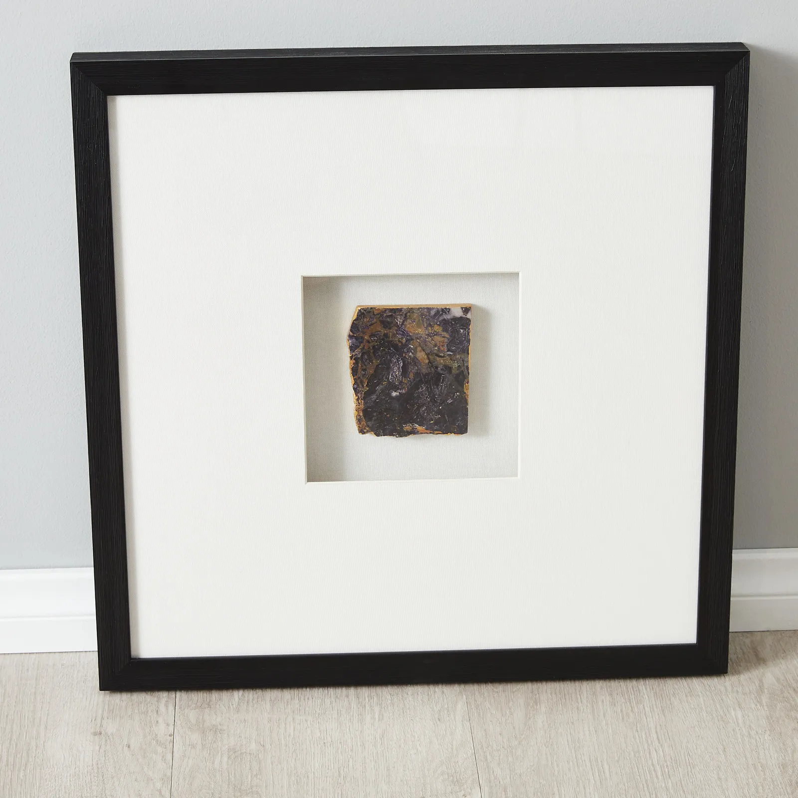 Purple Stone Shadow Box With Black Frame