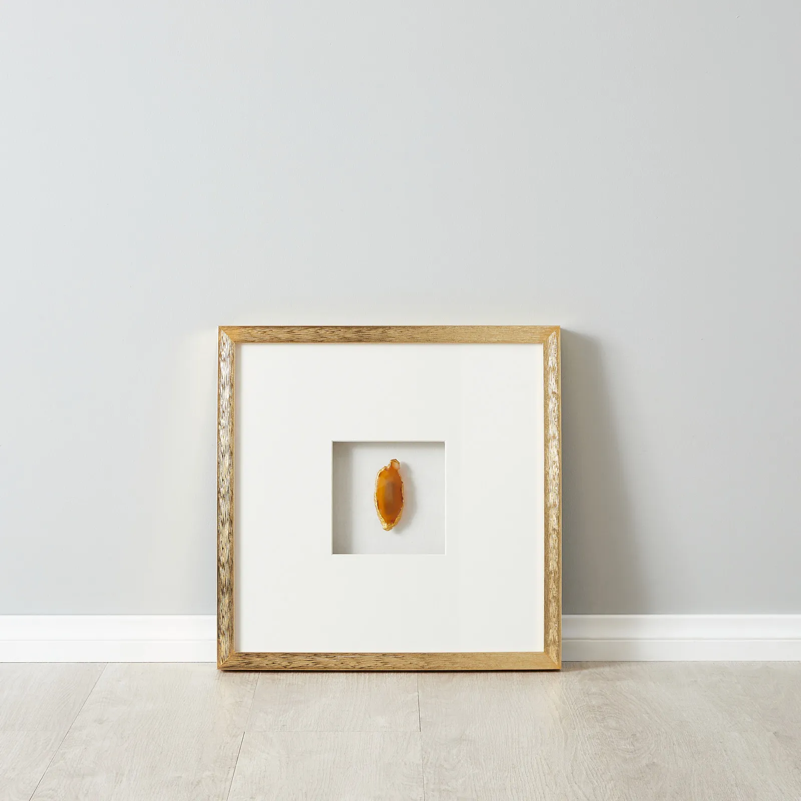 Terra Brown Agate Shadow Box With Gold Frame