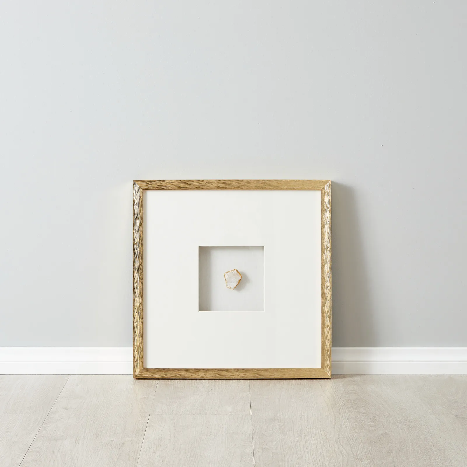 Snow White Crystal Shadow Box With Gold Frame