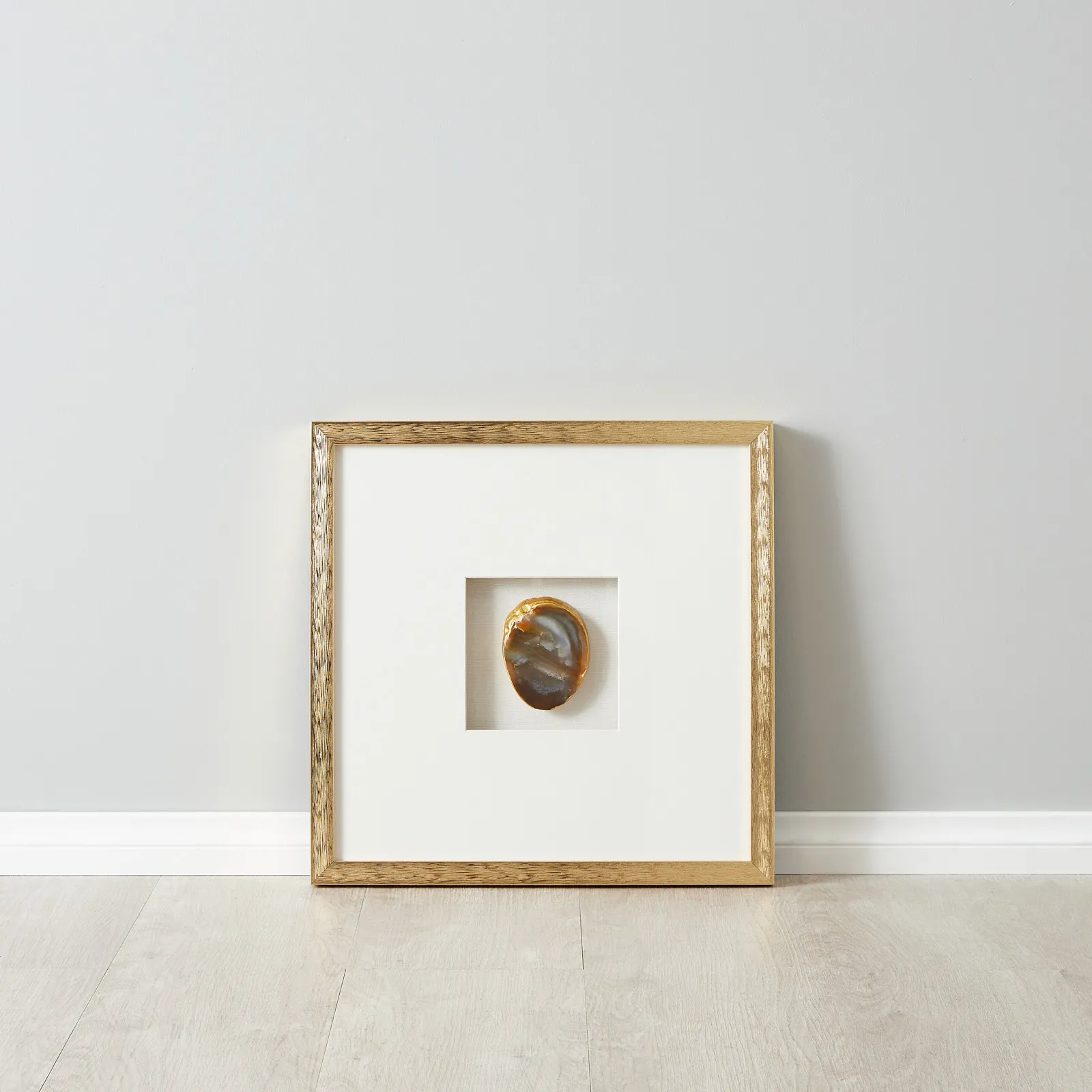 Indigo Agate Shadow Box With Gold Frame