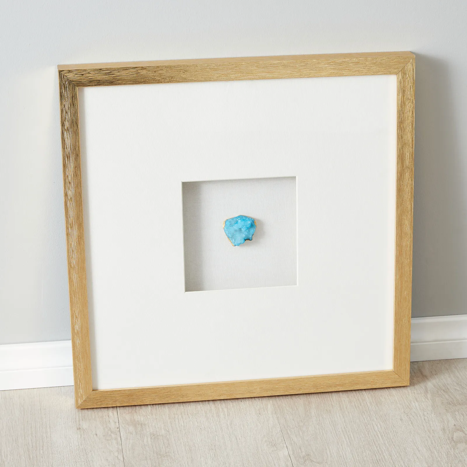 Aegean Blue Crystal Shadow Box With Gold Frame