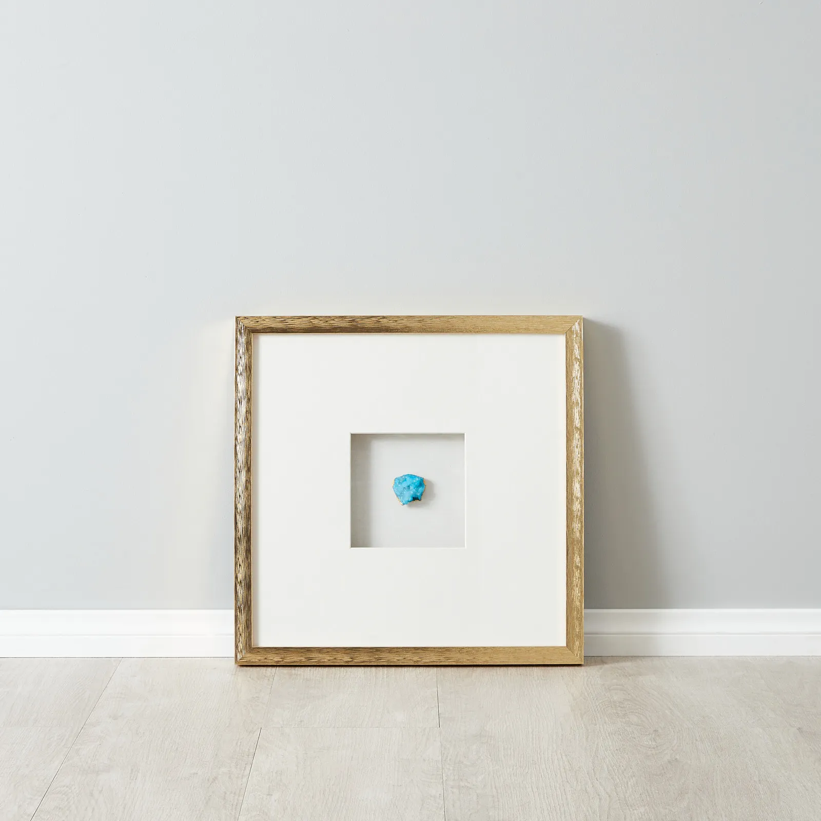 Aegean Blue Crystal Shadow Box With Gold Frame