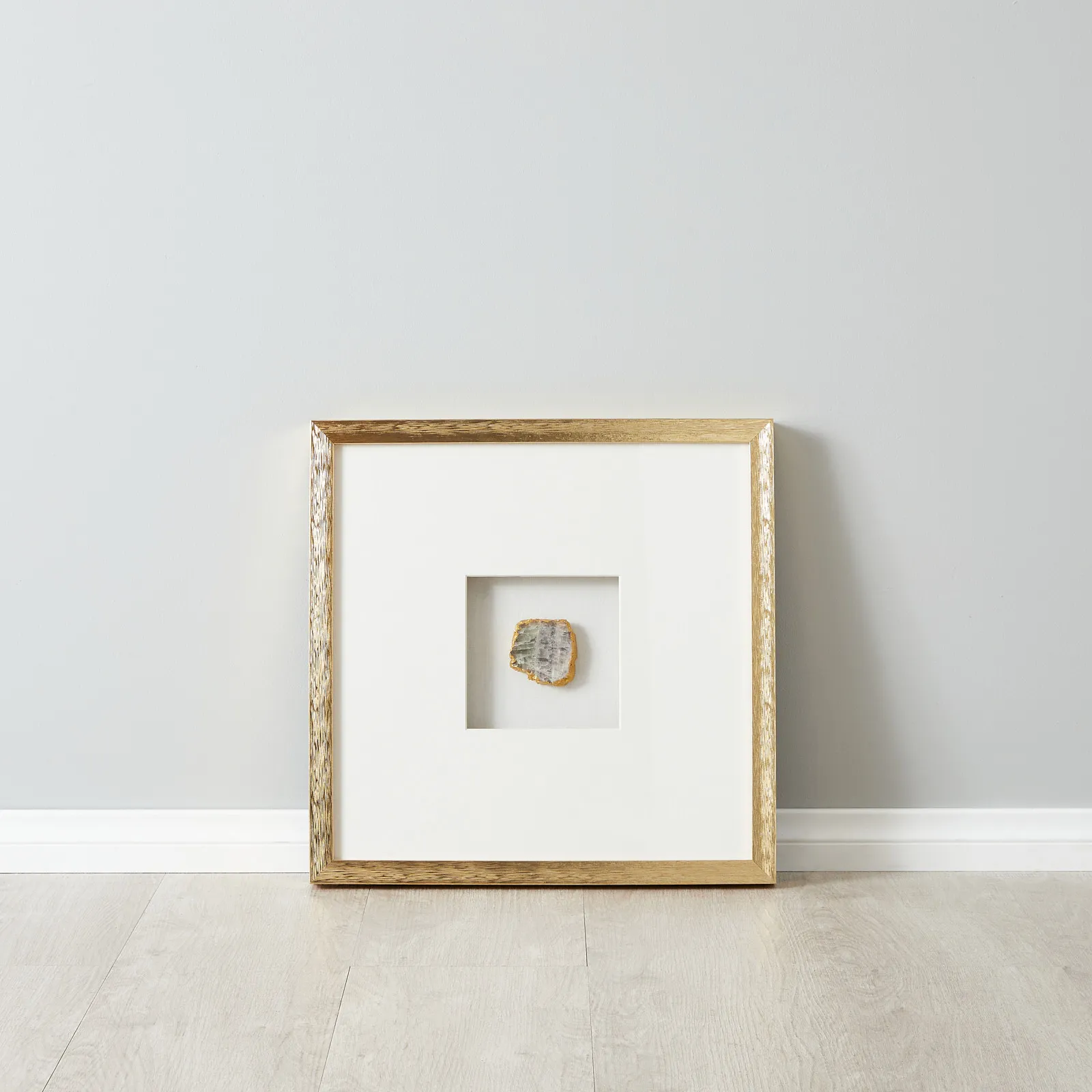 Tri-coloured Agate Shadow Box With Gold Frame