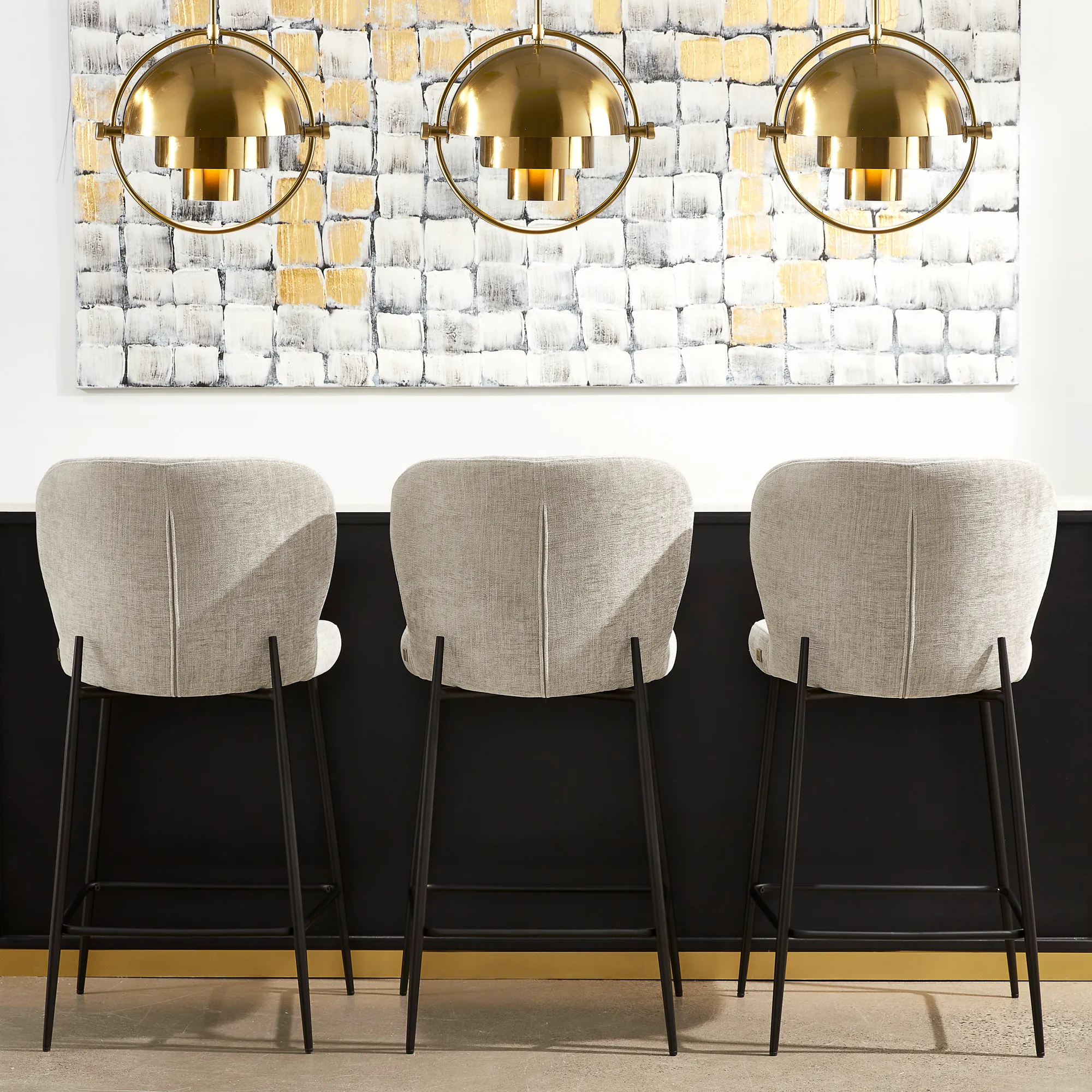 Hailey Sand Beige Vegan Leather 67cm Counter Stool - Bronze Legs