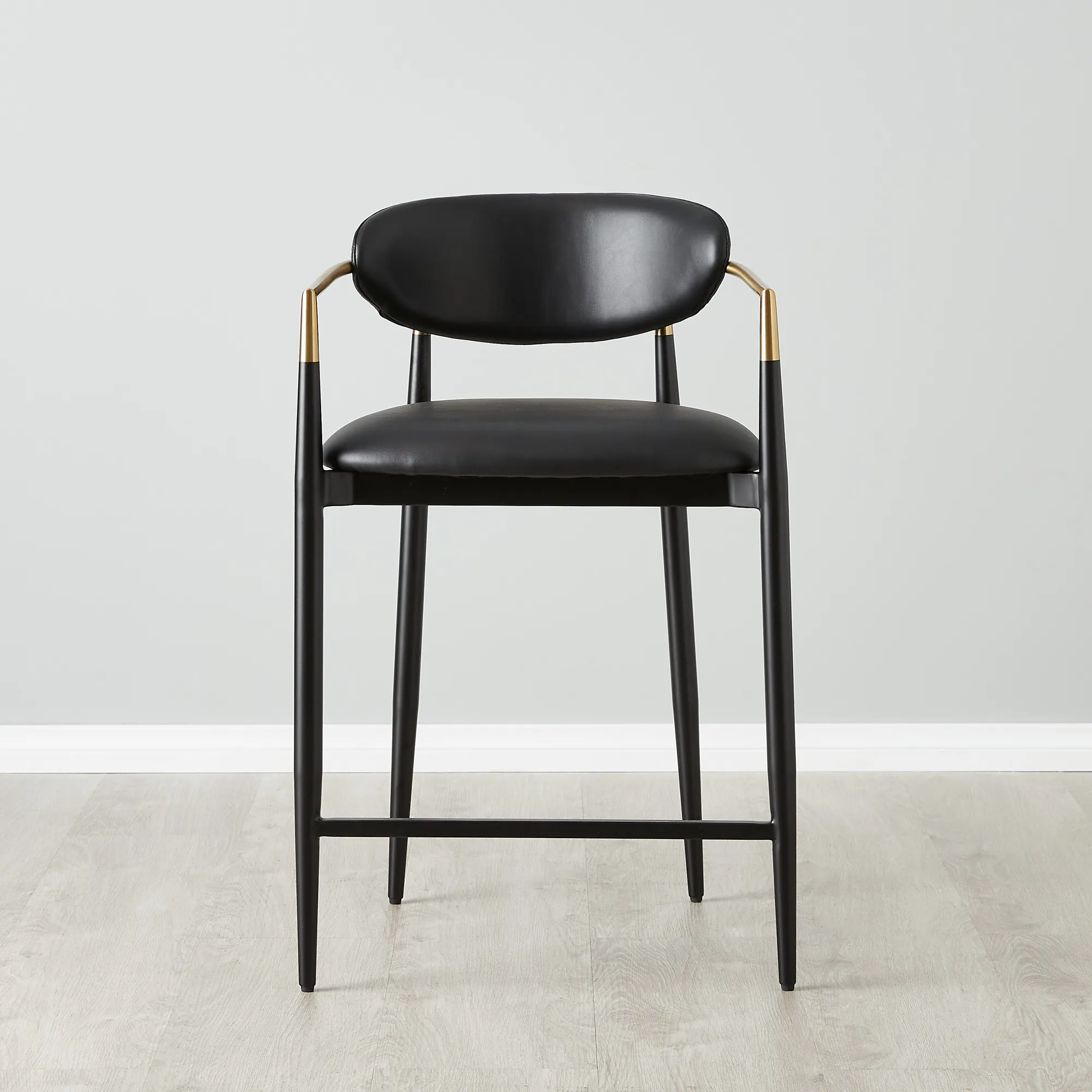 Amy Black Vegan Leather 67cm Counter Stool
