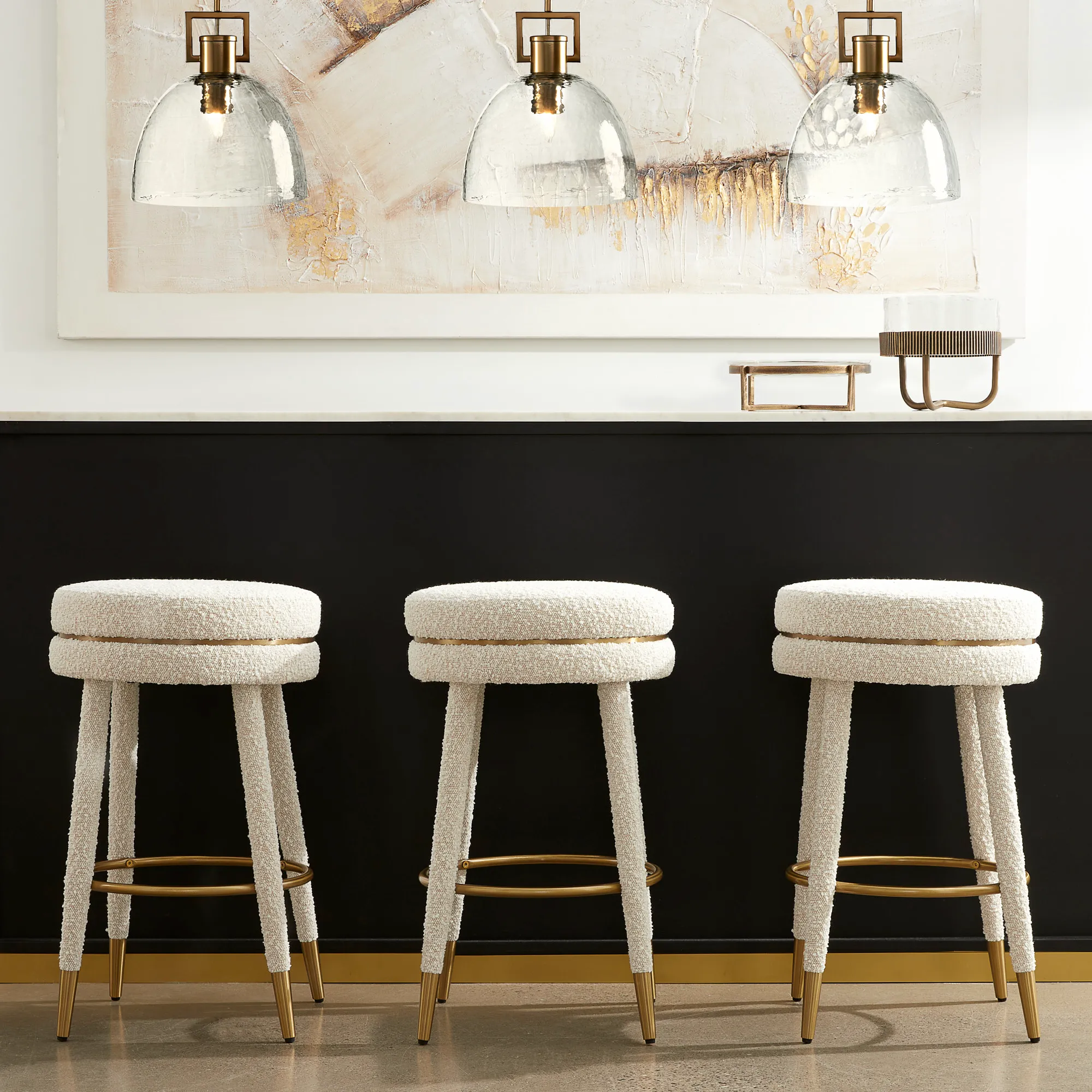 Sylvie Black Boucle 67cm Counter Stool