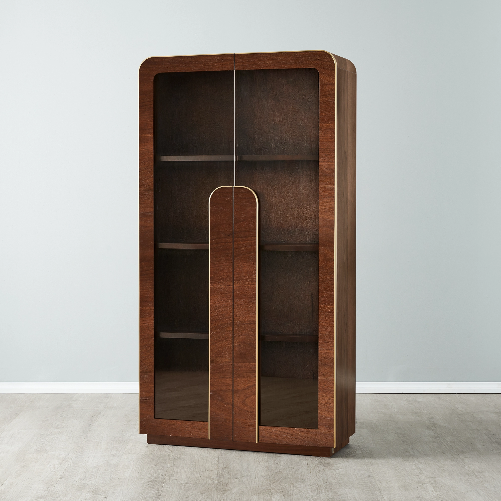 Oslo Dark Walnut Veneer Glass Dining Cabinet