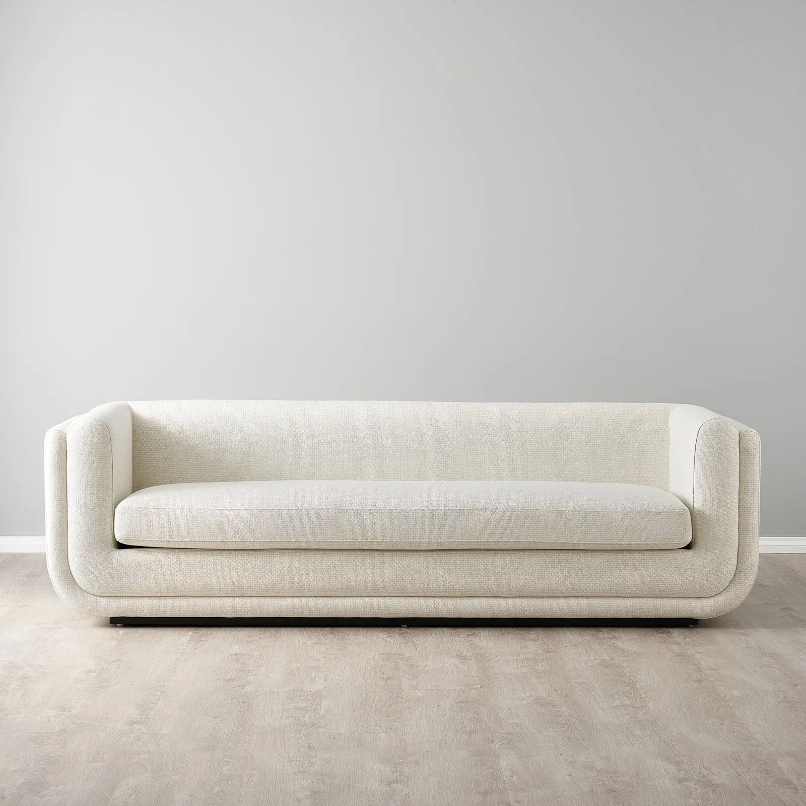 Clementine Chestnut White Woven Fabric 3-Seater Sofa