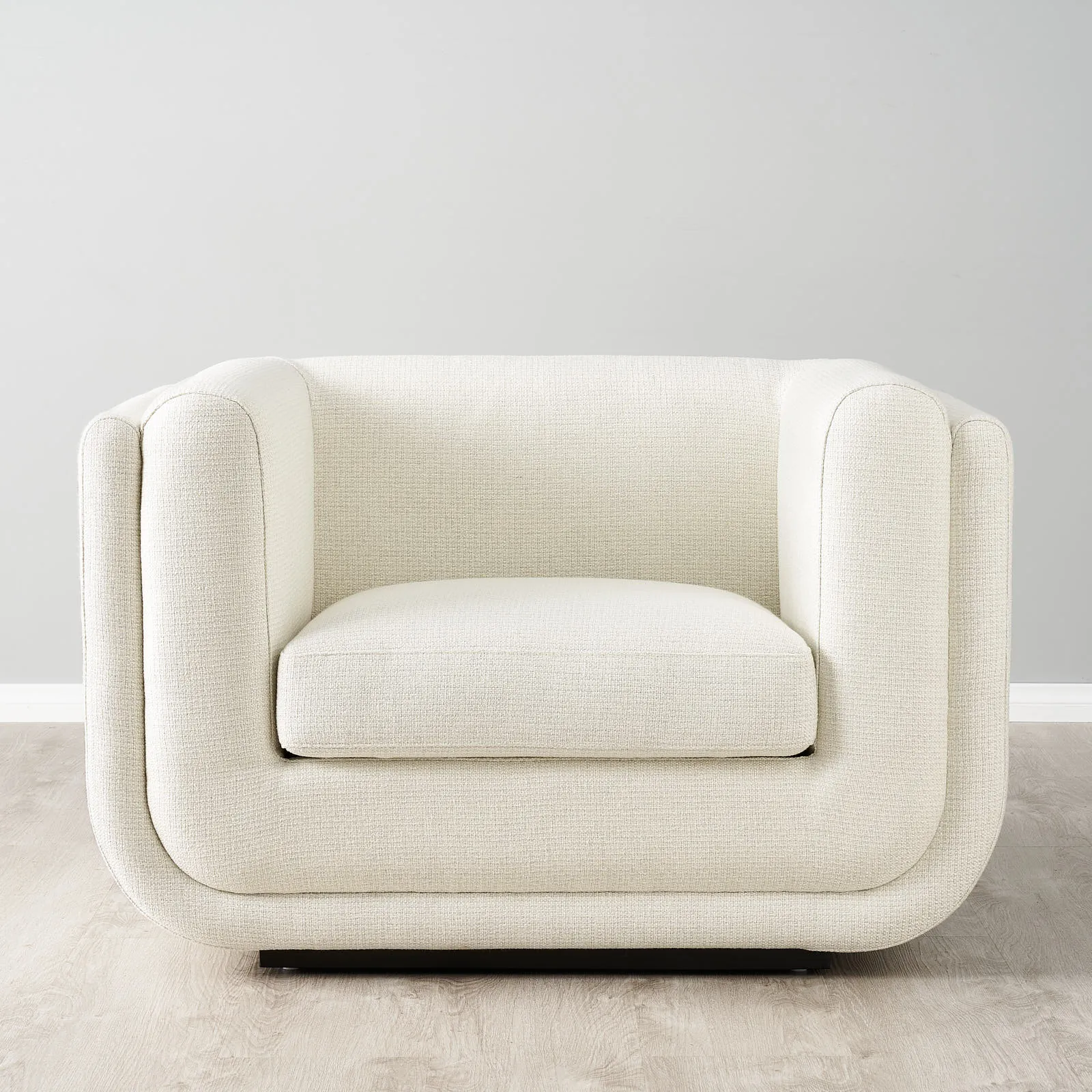 Clementine Chestnut White Woven Fabric Occasional Chair