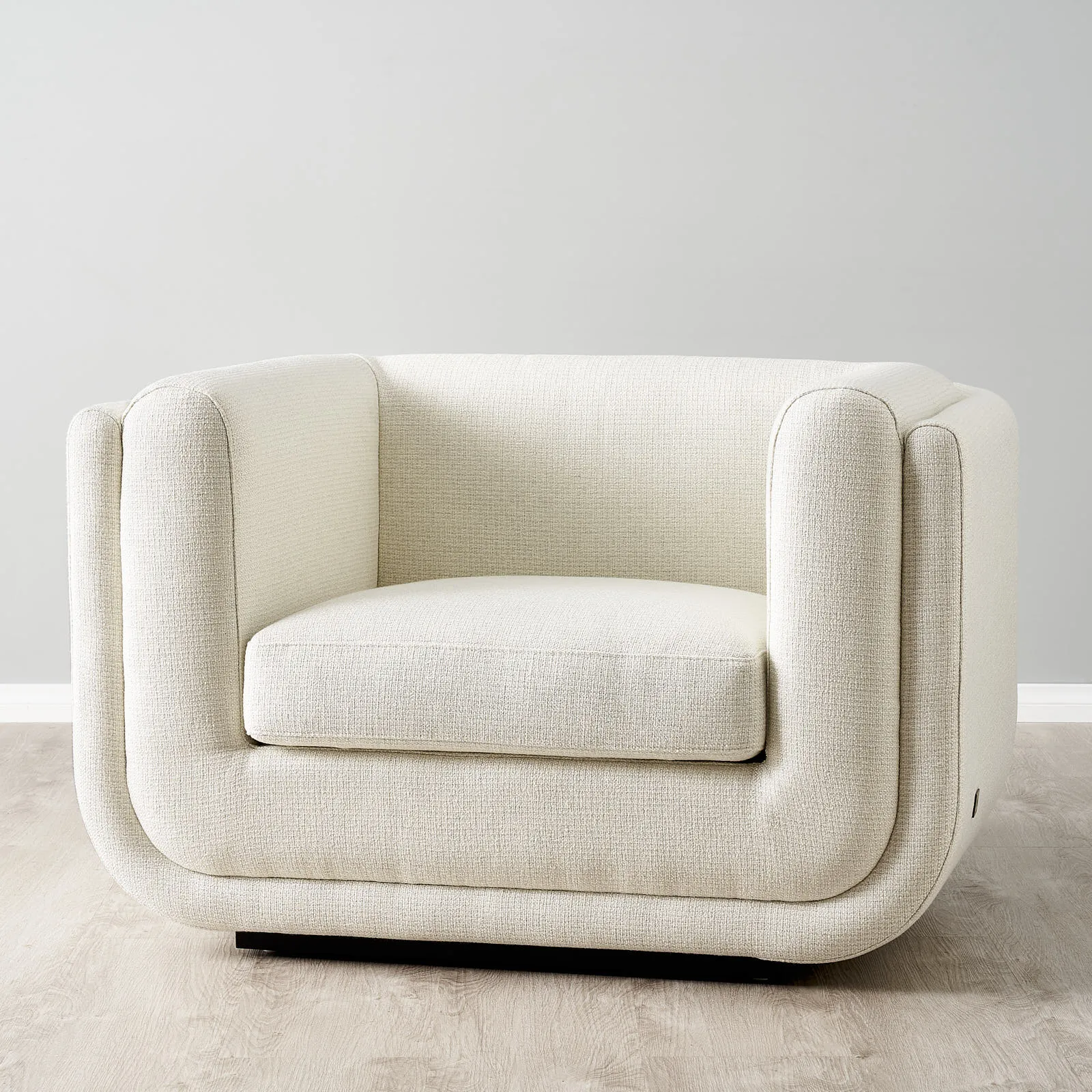 Clementine Chestnut White Woven Fabric Occasional Chair