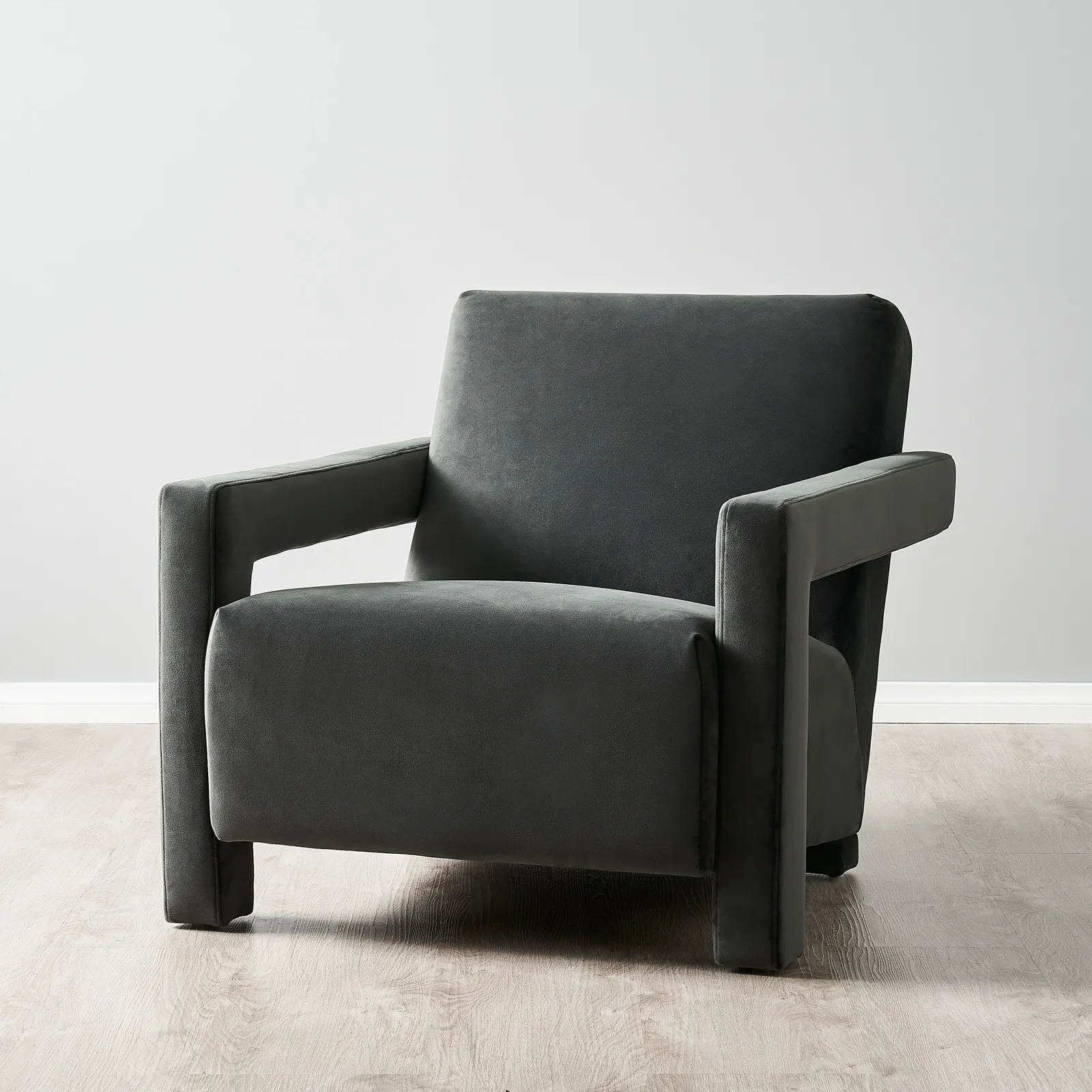 Stellan Charcoal Velvet Occasional Chair - Charcoal Velvet Arms