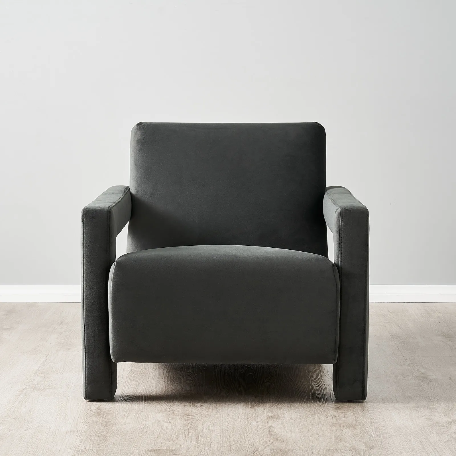 Stellan Charcoal Velvet Occasional Chair - Charcoal Velvet Arms