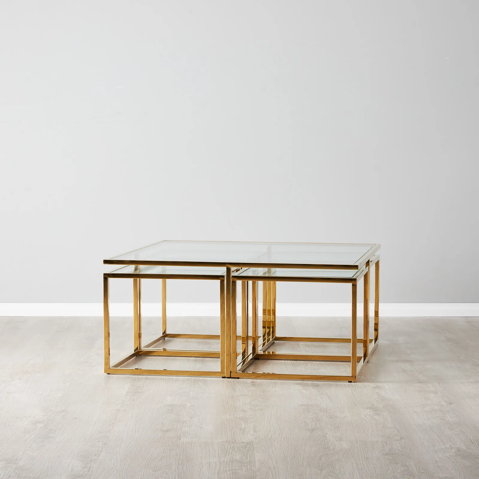 Vernon Polished Gold Stainless Steel Square Coffee Table