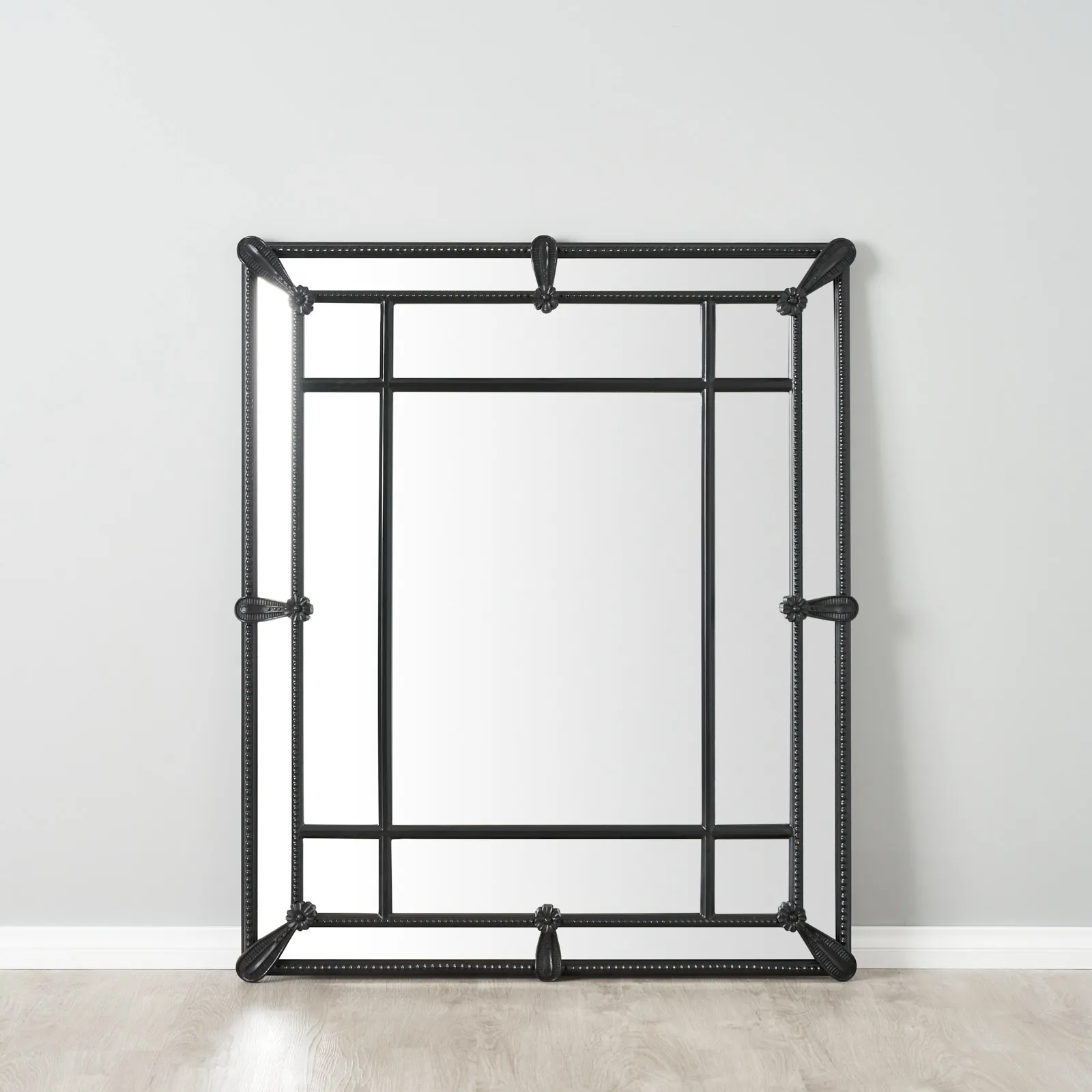 Von Black Rectangle Wooden Mirror 120x100cm