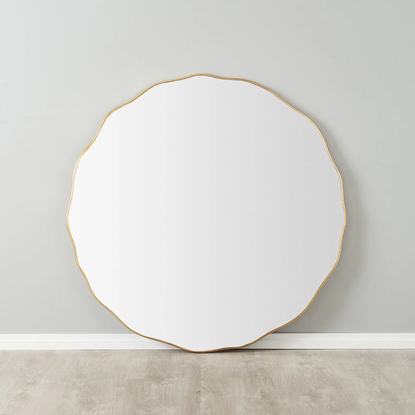 Harriet Antique Gold Round Wooden Mirror