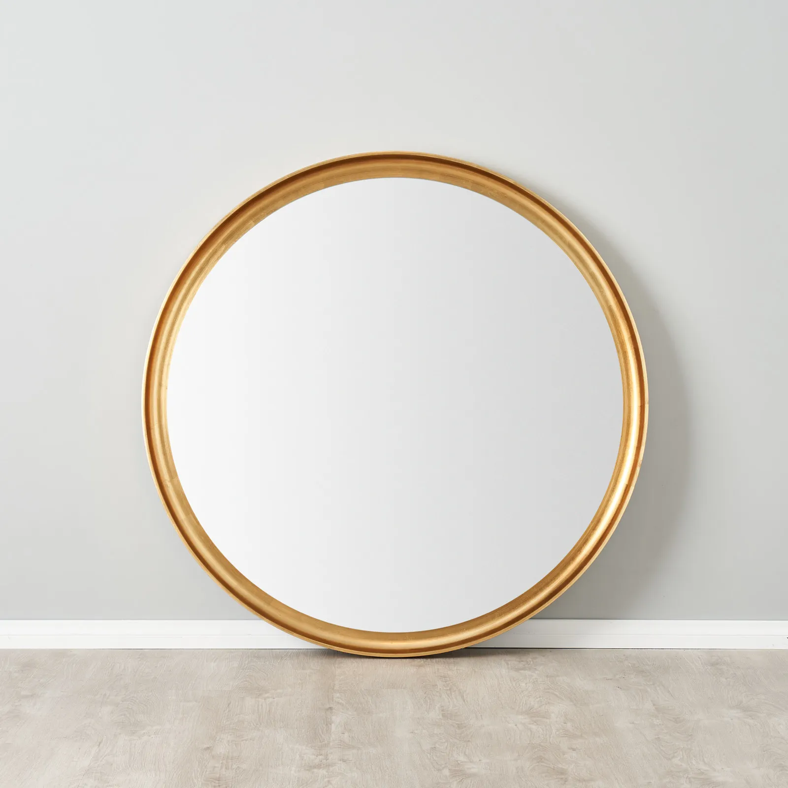 Fiona Antique Gold Round Wooden Mirror