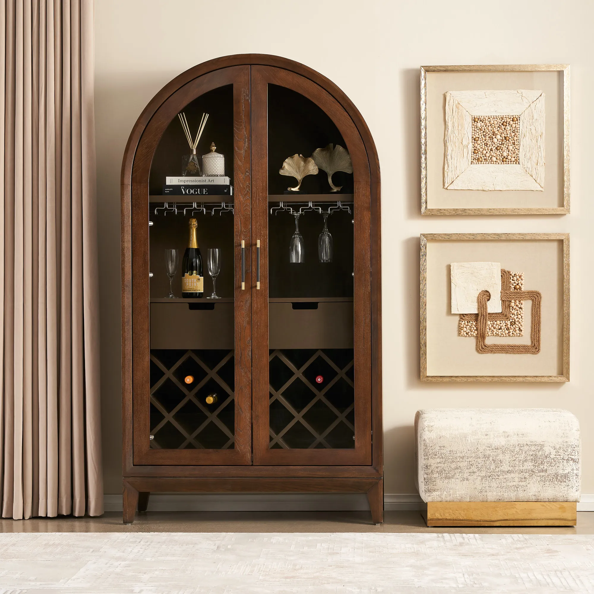 Fredrik Dark Brown Wooden Wine Cabinet
