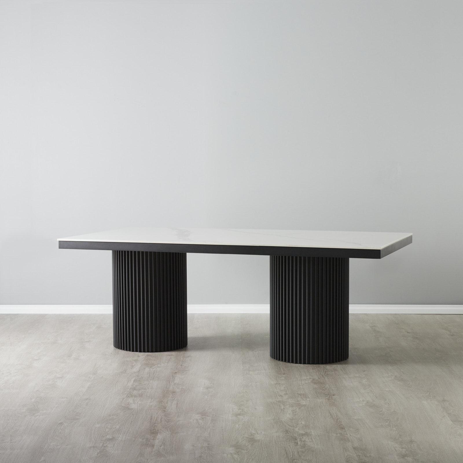 Archie White Sintered Stone Dining Table - Matte Black Legs 200x100cm