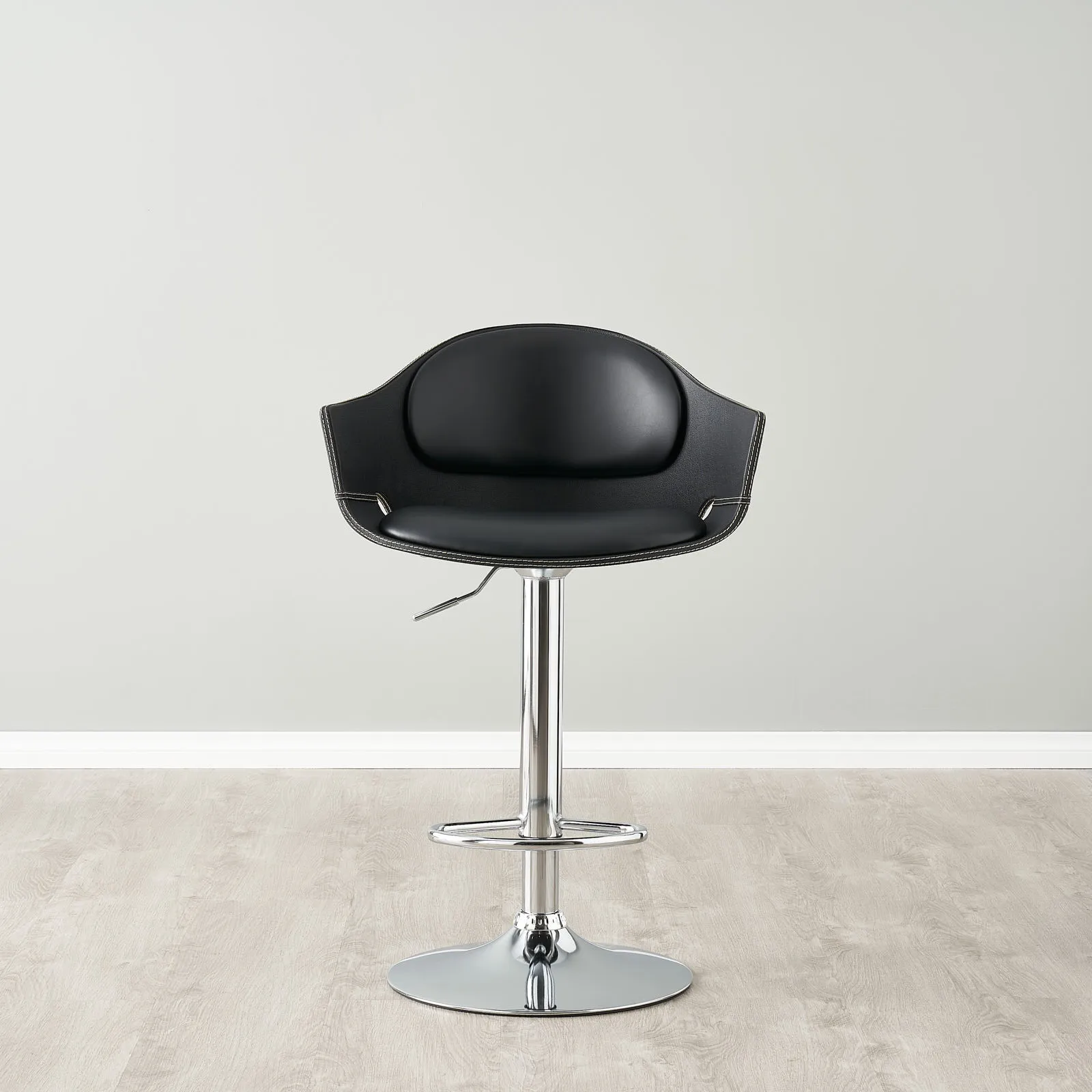 Mateo Carbon Black Vegan Leather Bar Stool