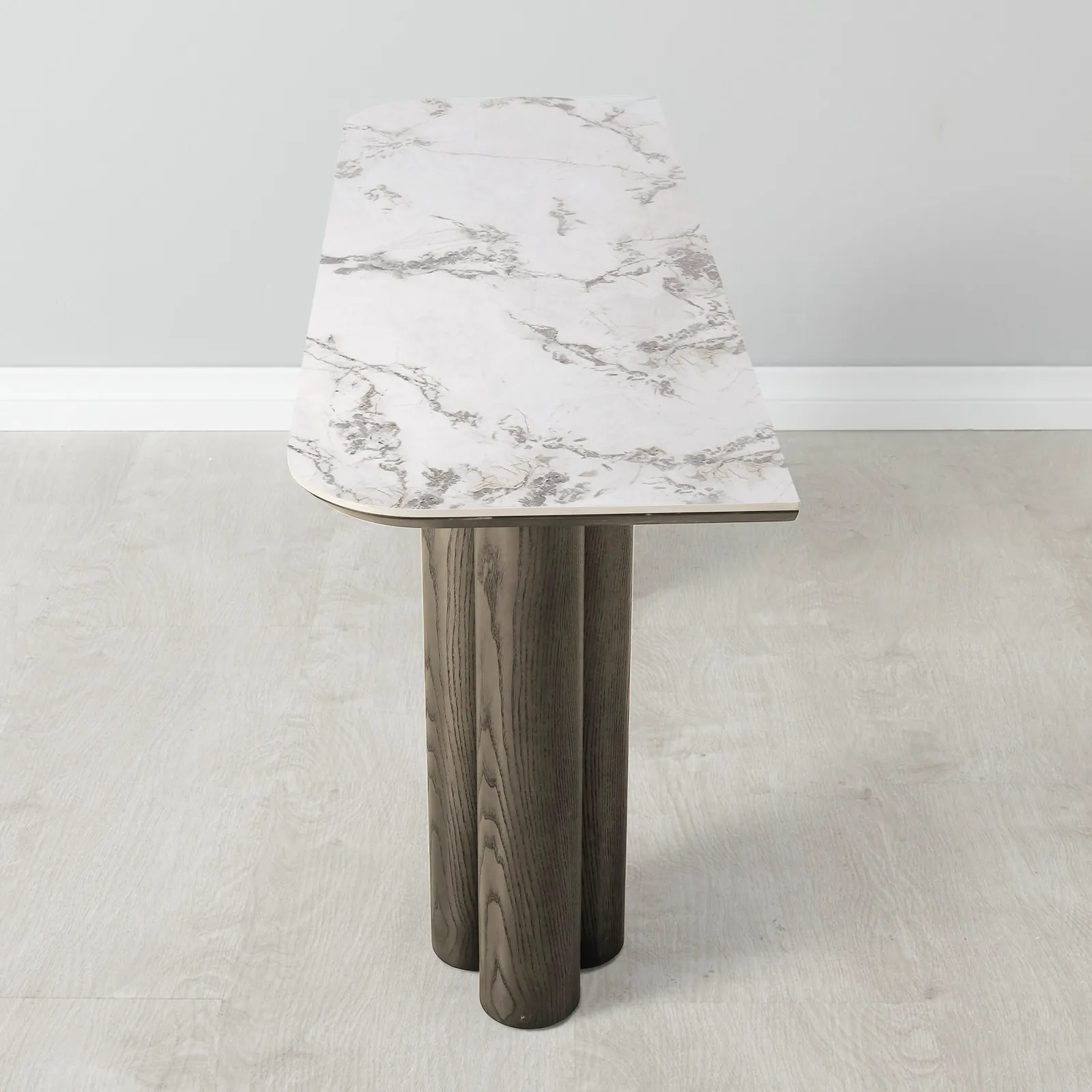 Terzetto Pandora Brown Sintered Stone Console Table - Medium Brown Wooden Legs