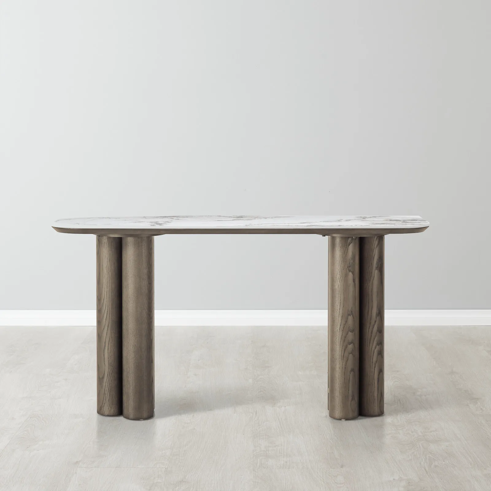 Terzetto Pandora Brown Sintered Stone Console Table - Medium Brown Wooden Legs