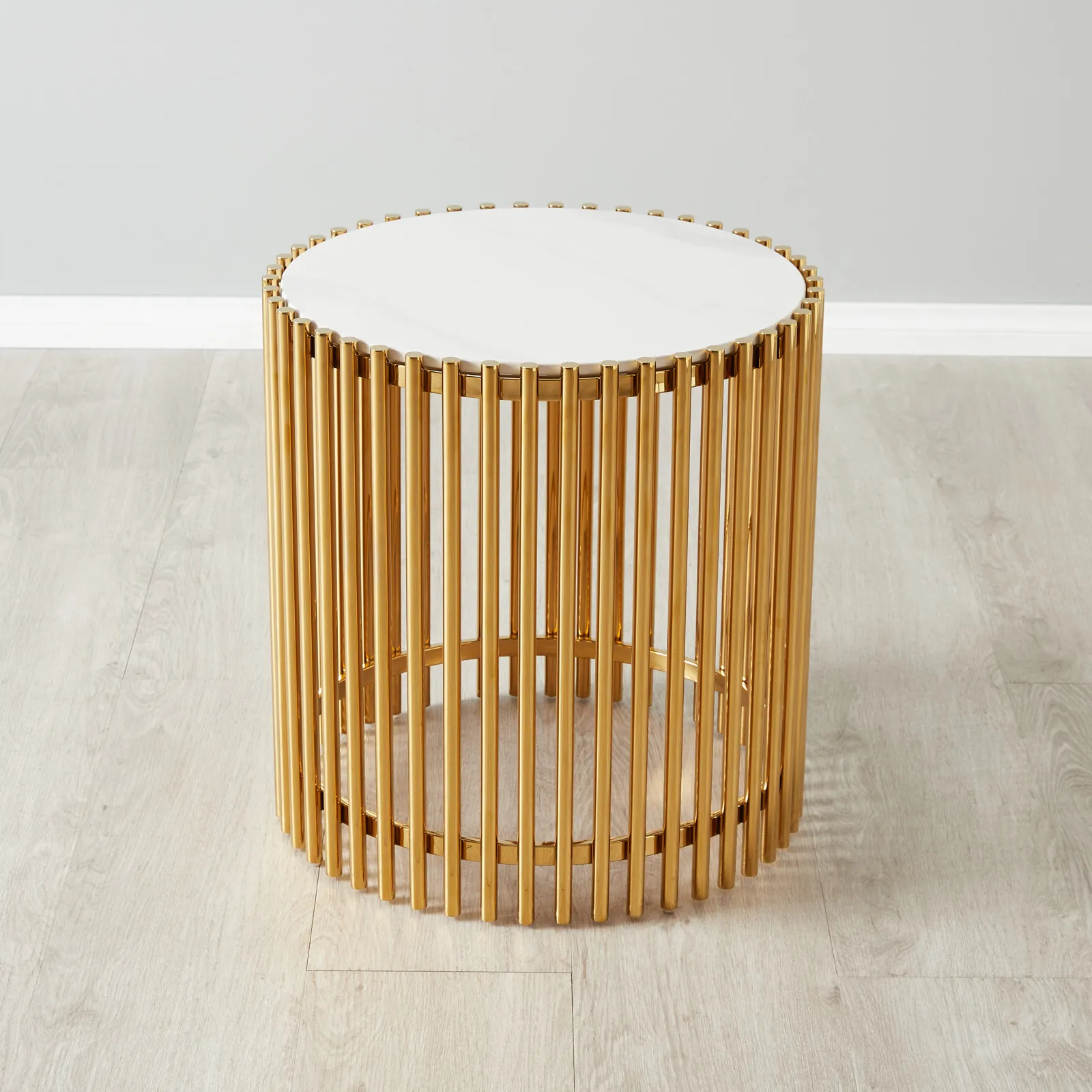 Amaya White Sintered Stone Side Table