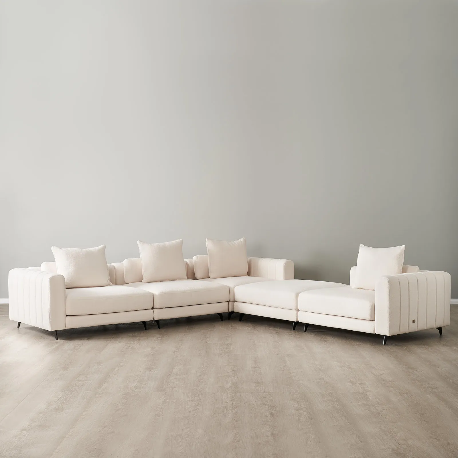Jordan Chantilly White Fabric Corner Sofa