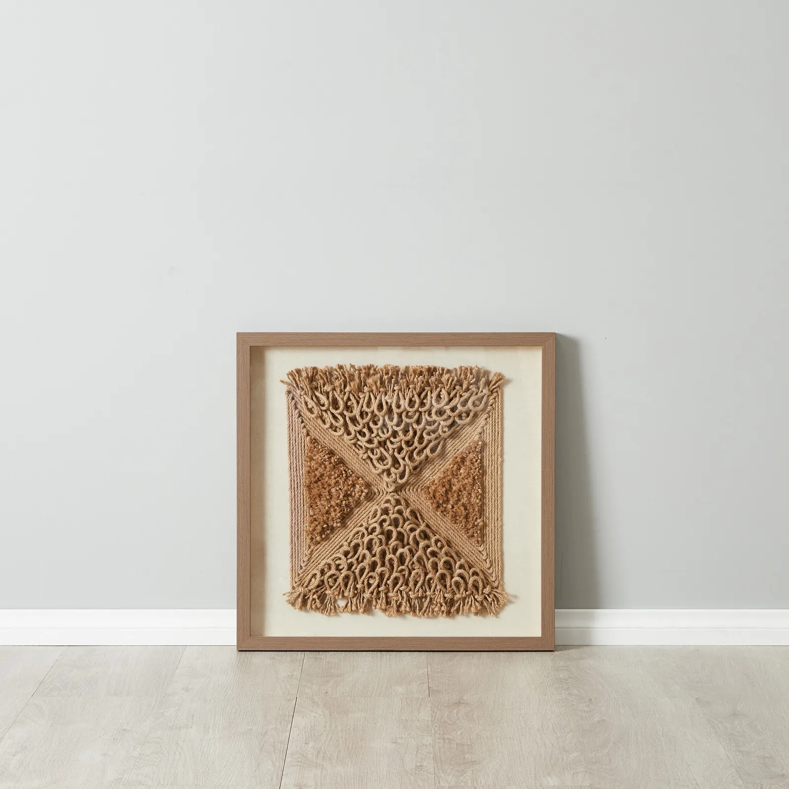 Insurgent Hemp Rope Shadow Box with Light Brown Frame