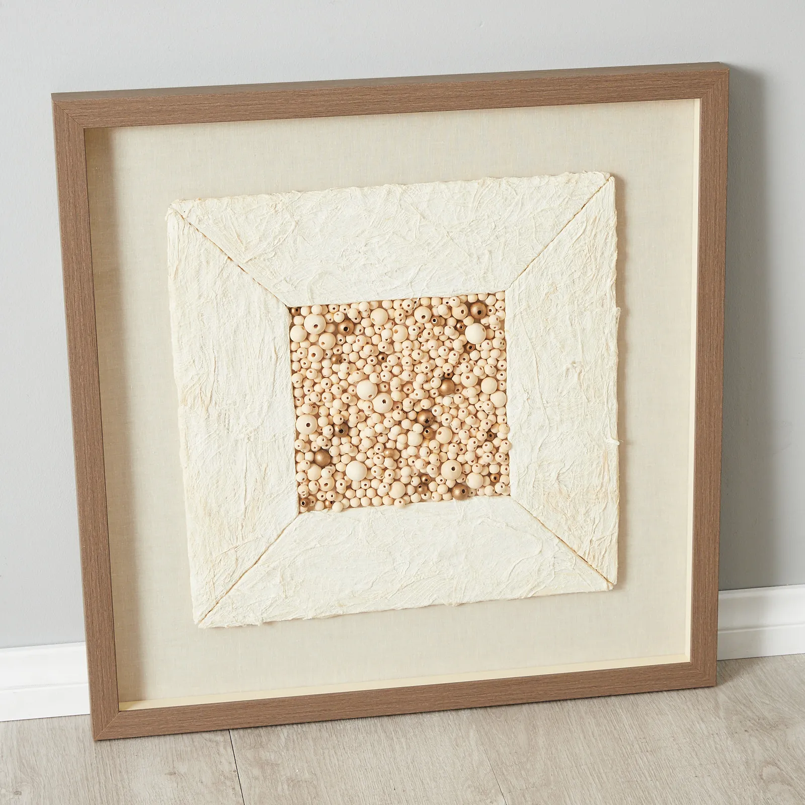 Closure Paper Pulp Shadow Box with Light Brown Frame